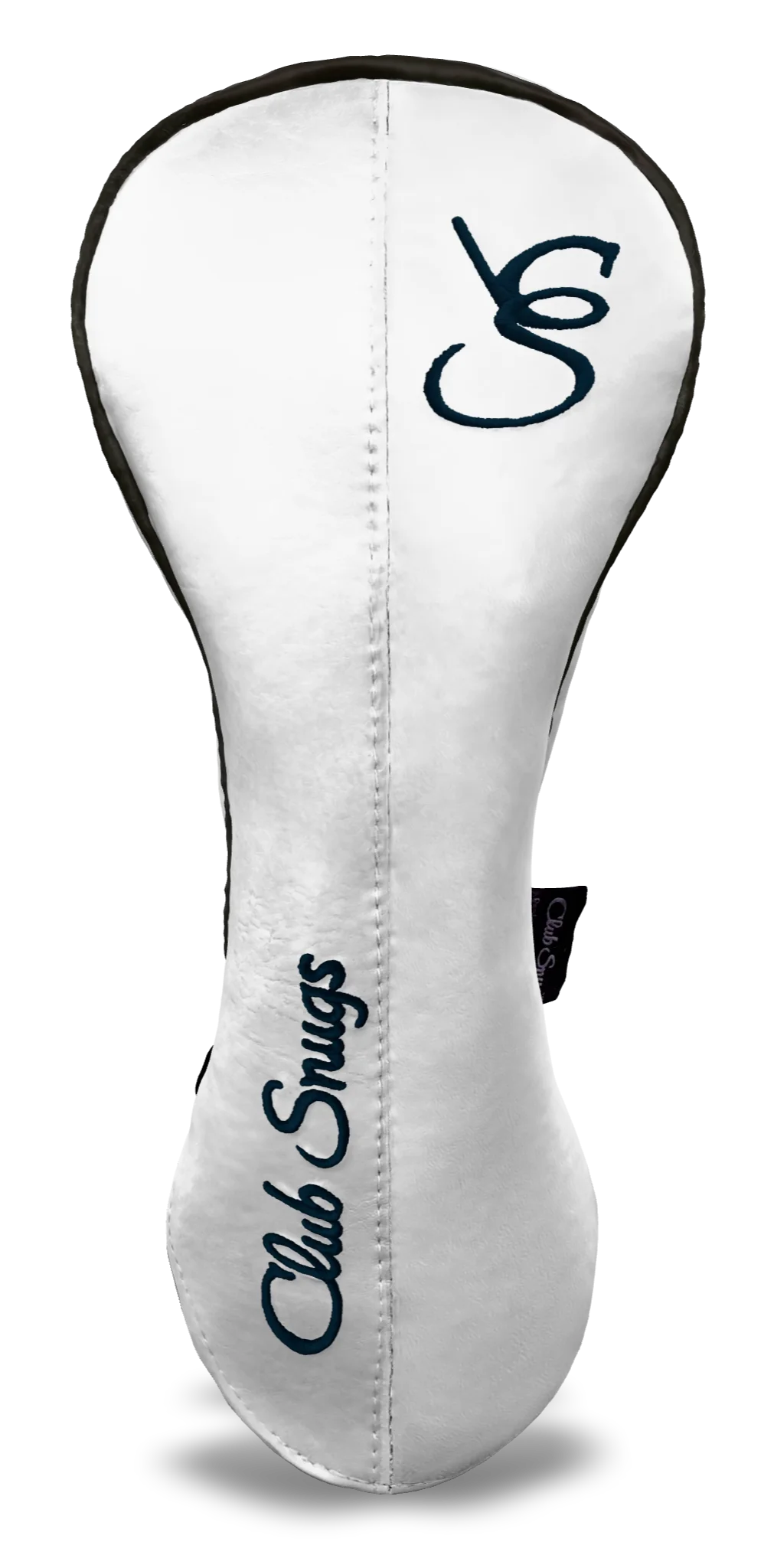 Front view of a White, White, Gray, and Navy Classic Driver Headcover with split seam