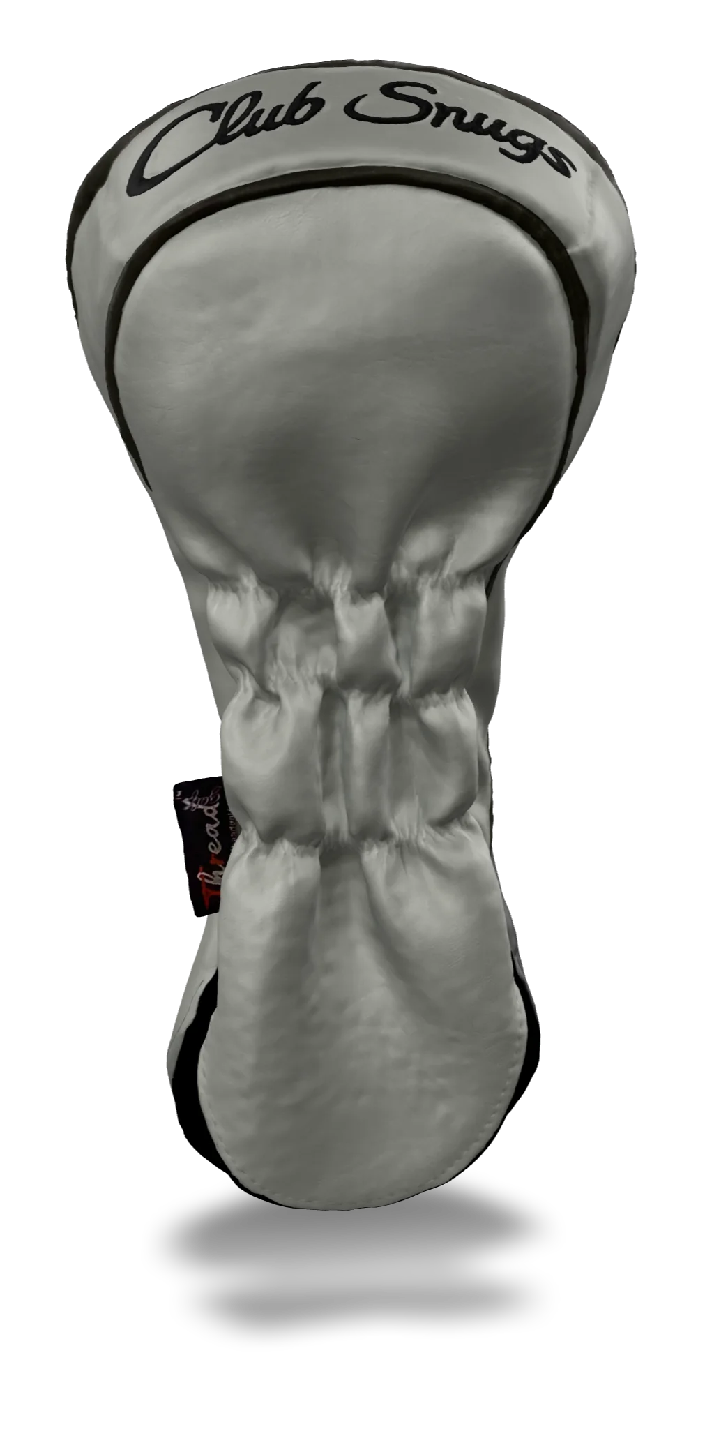 Back view of a Light Gray, Light Gray, Gray, and Black Classic Driver Headcover with split seam