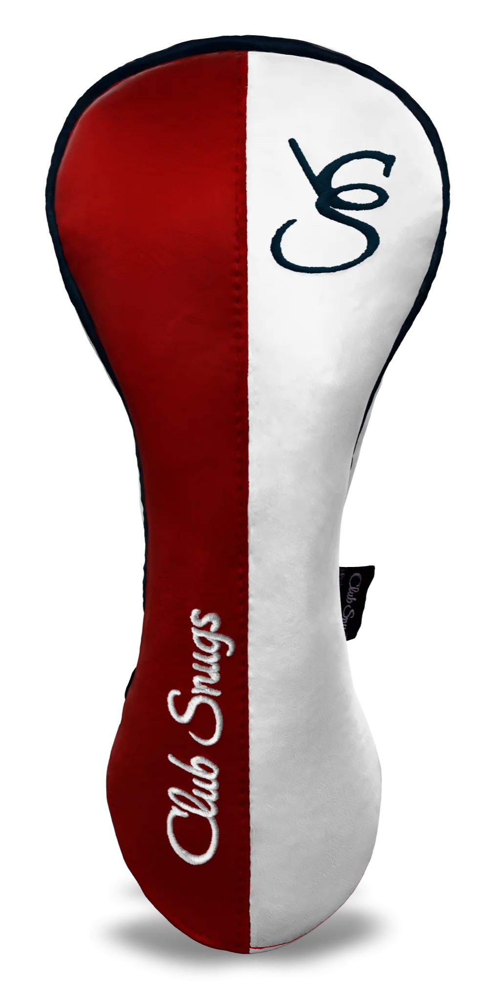 Front View view of a Red, White, Navy, and Navy Classic Driver Headcover with split seam