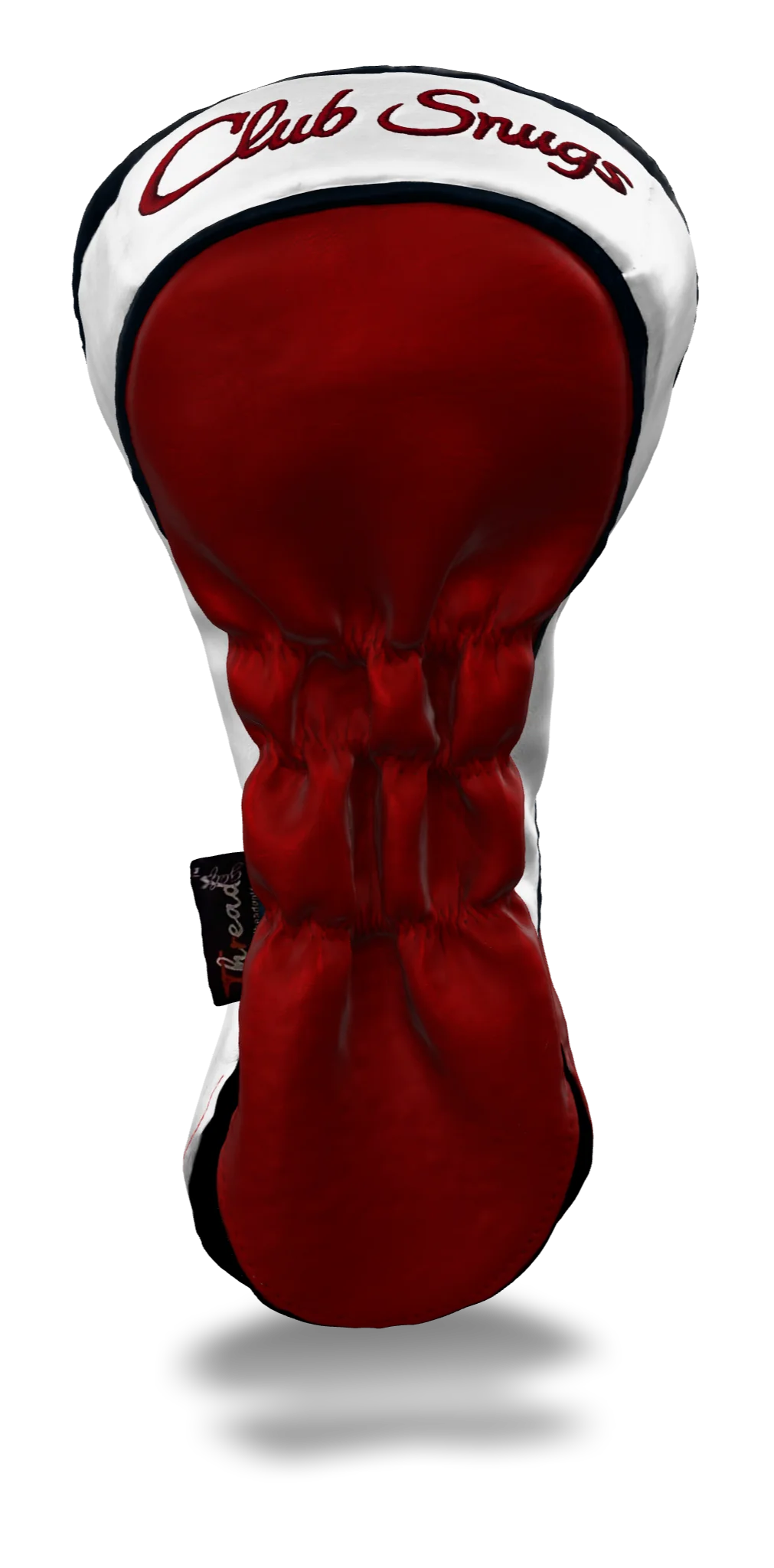 Back view of a Red, White, Navy, and Navy Classic Driver Headcover with split seam