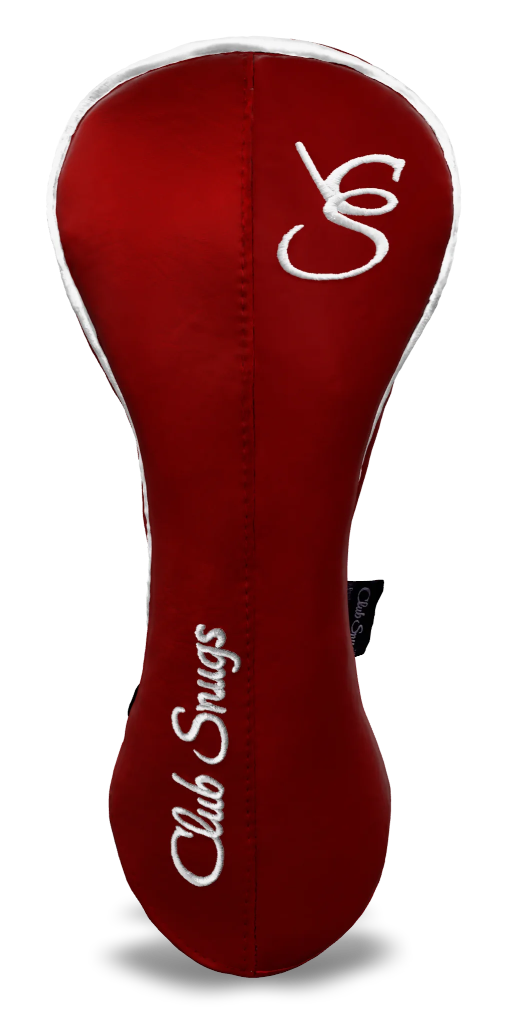 Front view of a Red, Red, White, and White Classic Driver Headcover with split seam