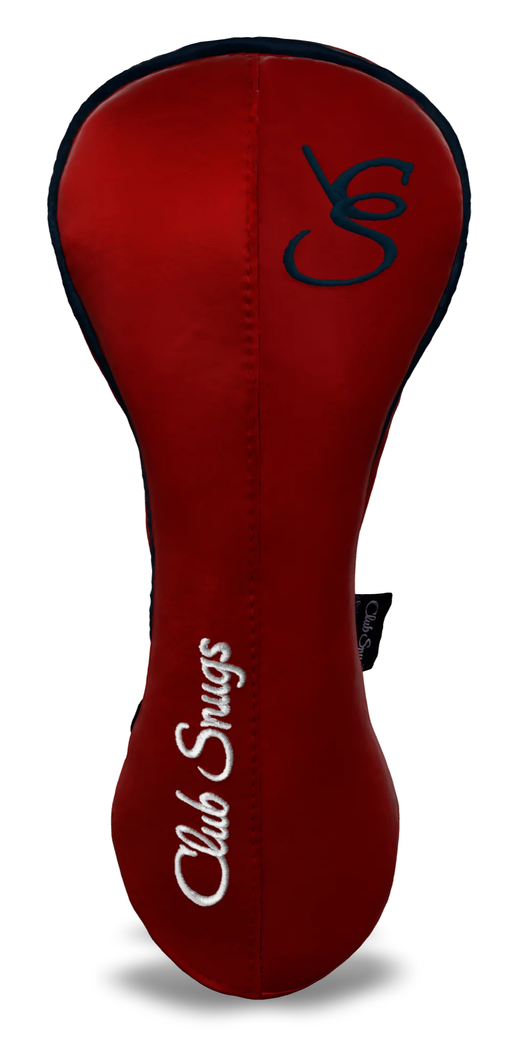 Front view of a Red, Red, Navy, and Navy Classic Driver Headcover with split seam