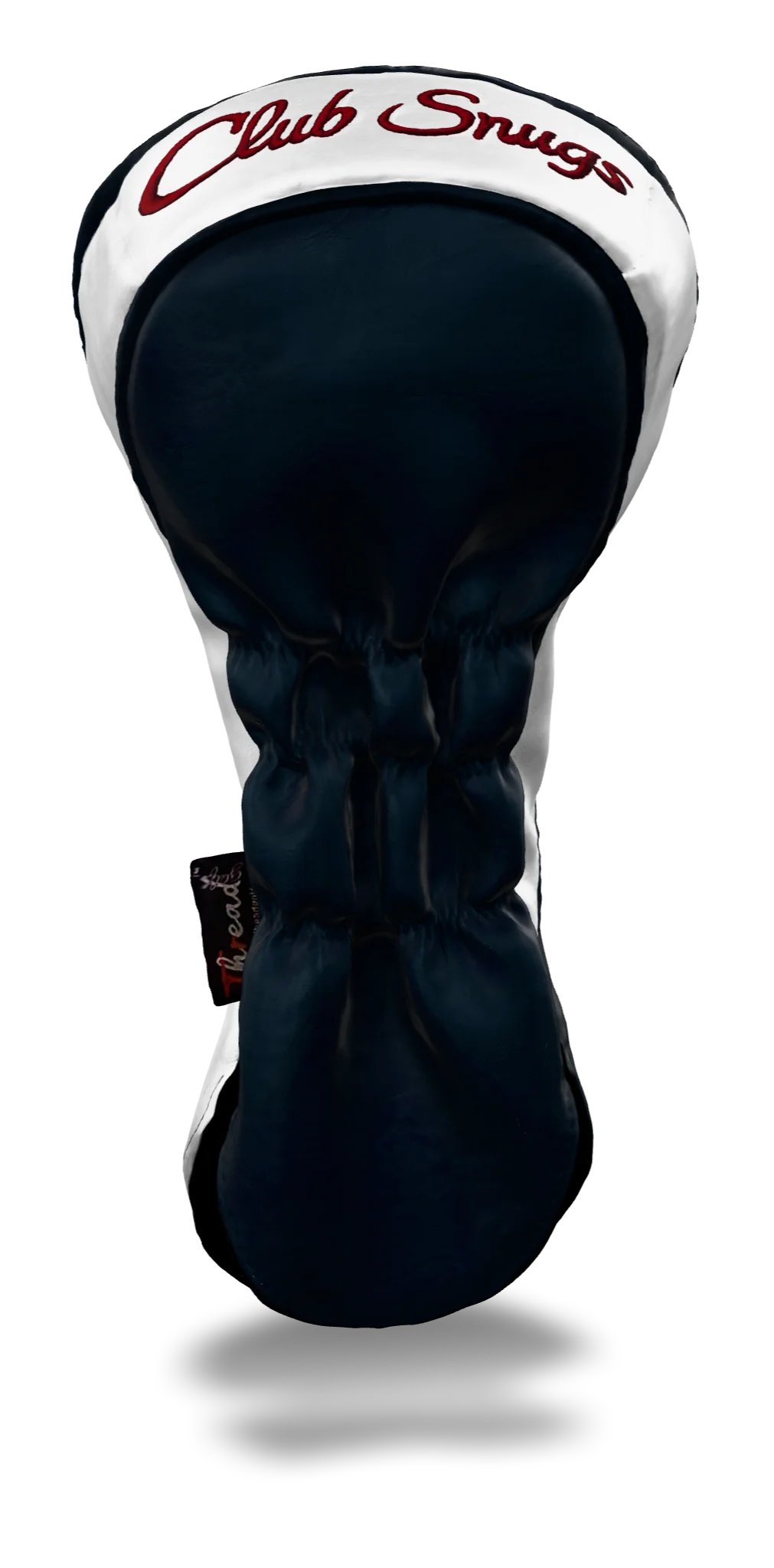 Back view of a Navy, White, Navy, and Red Classic Driver Headcover with split seam