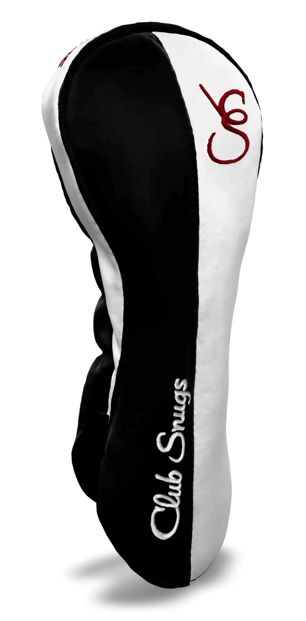 Left-Side view of a Black, White, Black, and Red Classic Driver Headcover with split seam