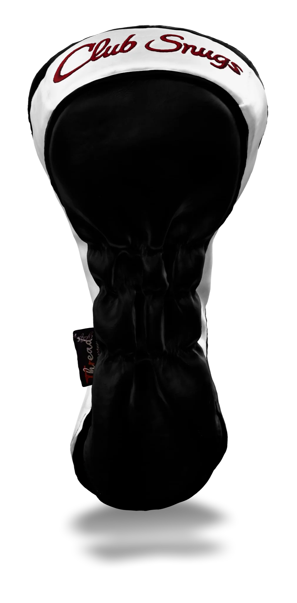 Back view of a Black, White, Black, and Red Classic Driver Headcover with split seam