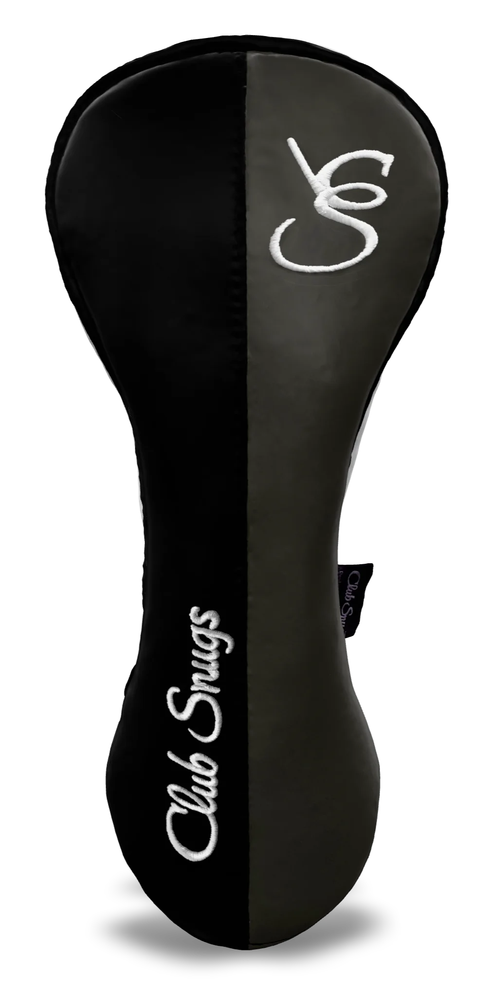 Front View view of a Black, Gray, Black, and White Classic Driver Headcover with split seam