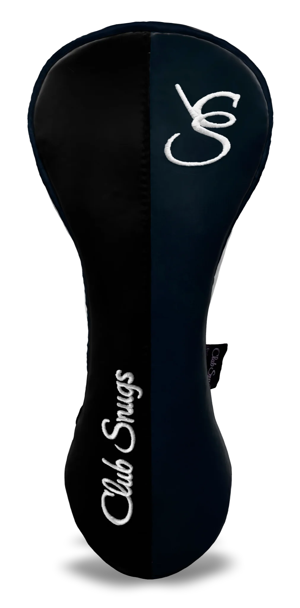 Front View view of a Black, Navy, Navy, and White Classic Driver Headcover with split seam
