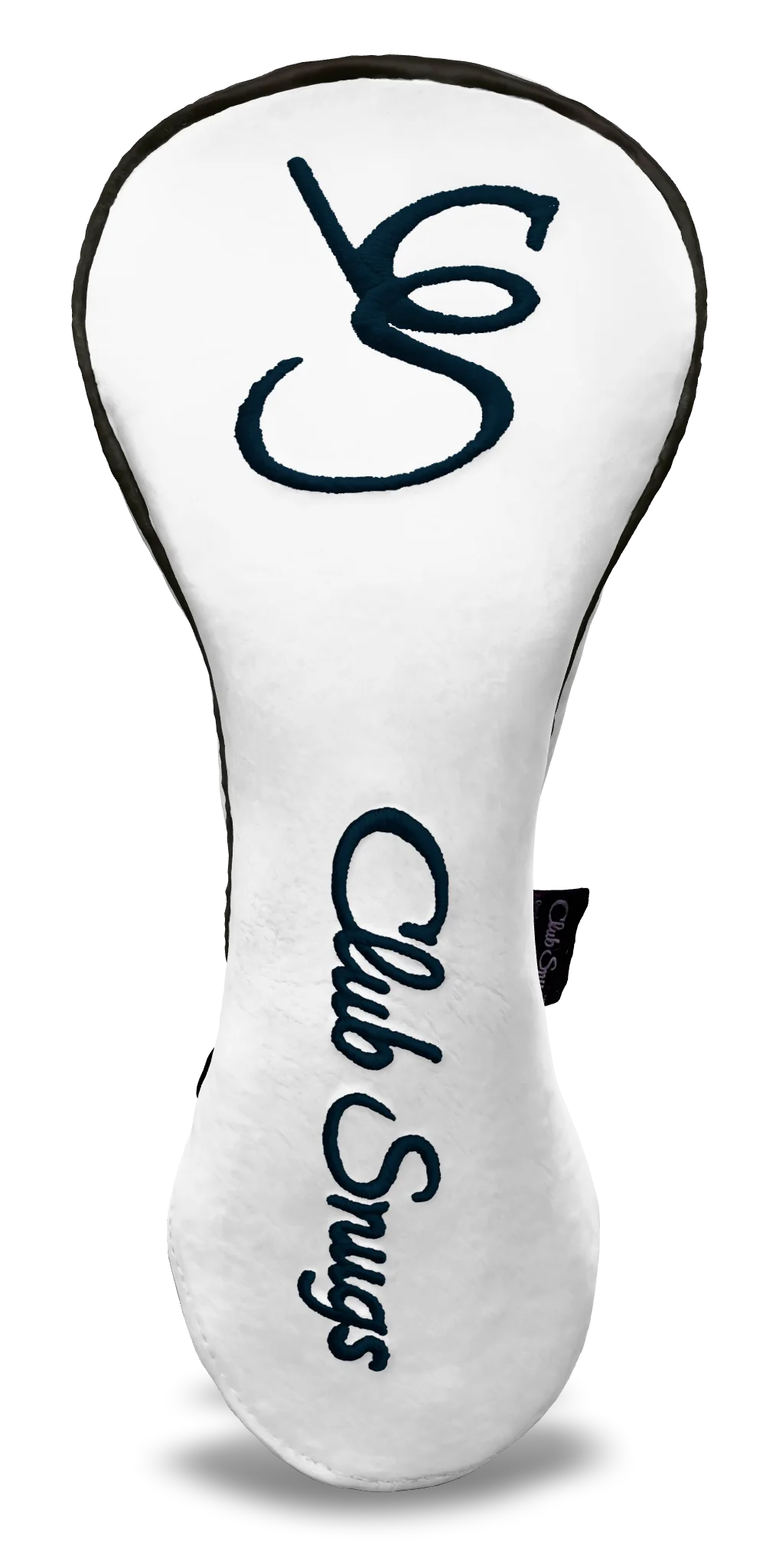 Front View view of a Exclusive White, Gray, Navy, and Navy Shield Driver Headcover with prominent branding