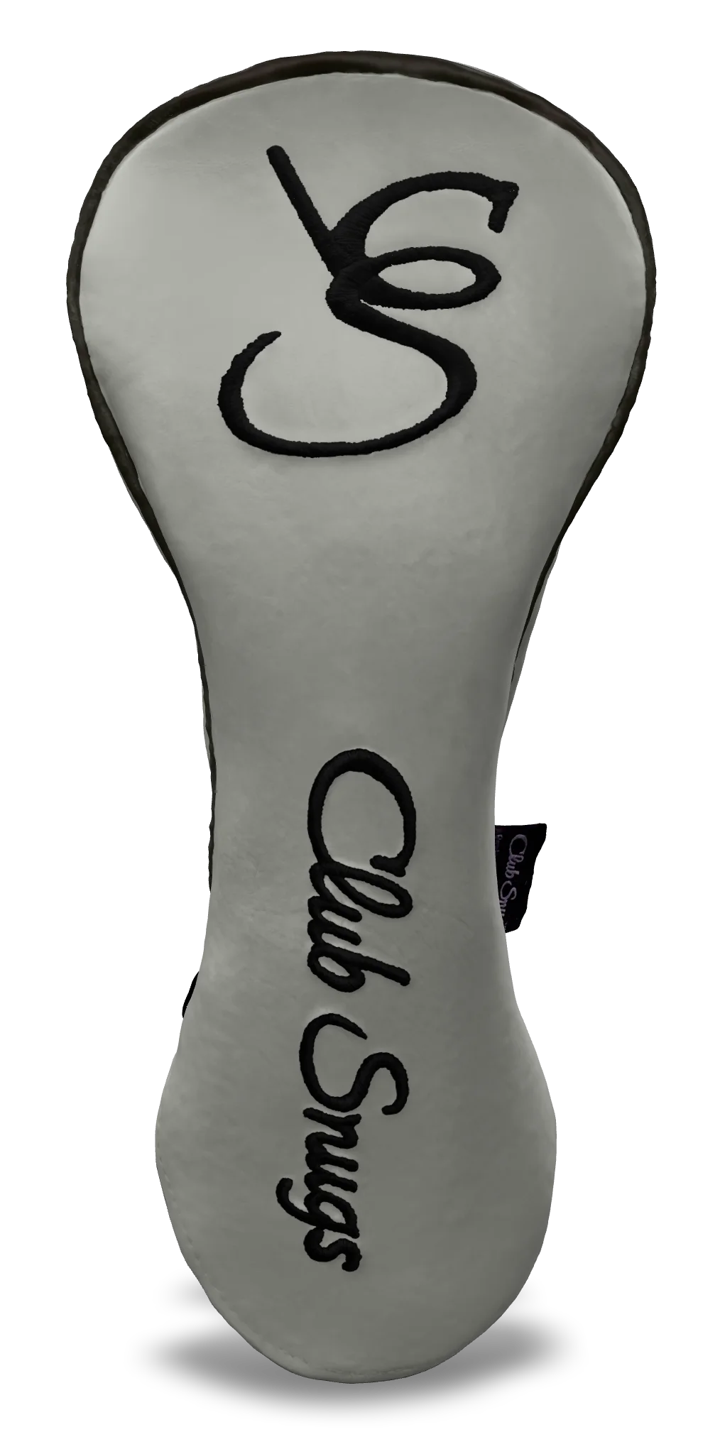 Front View view of a Exclusive Light Gray, Gray, Black, and Black Shield Driver Headcover with prominent branding