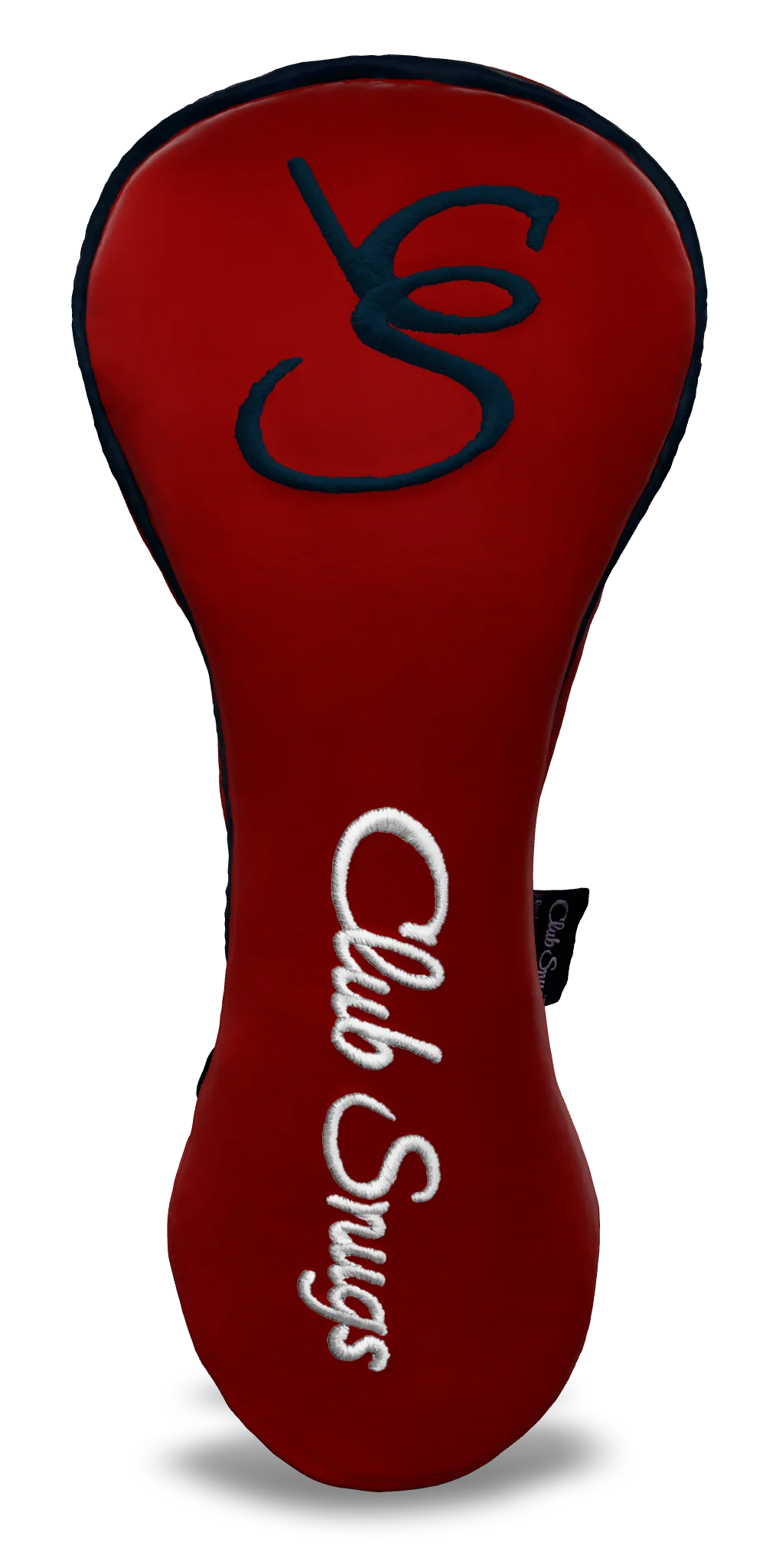 Front View view of a Exclusive Red, Navy, White, and Navy Shield Driver Headcover with prominent branding