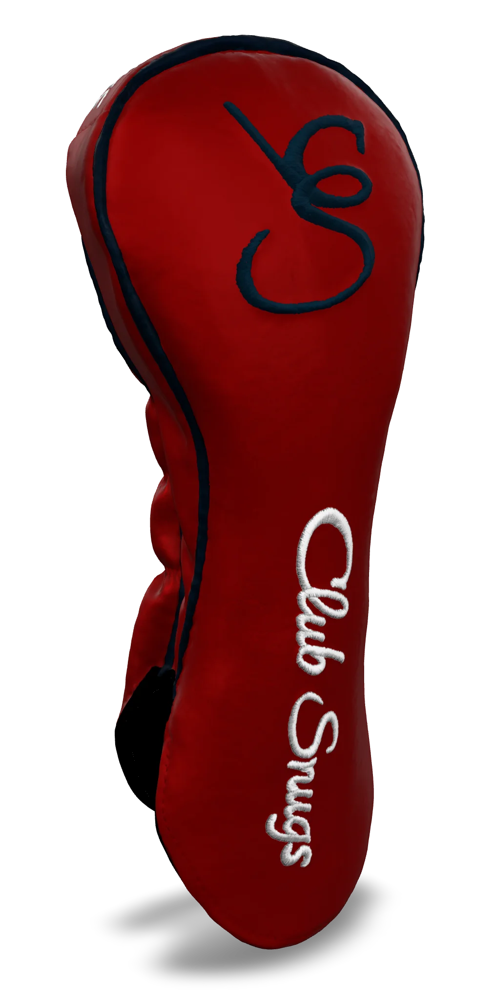 Left-Side view of a Exclusive Red, Navy, White, and Navy Shield Driver Headcover with prominent branding
