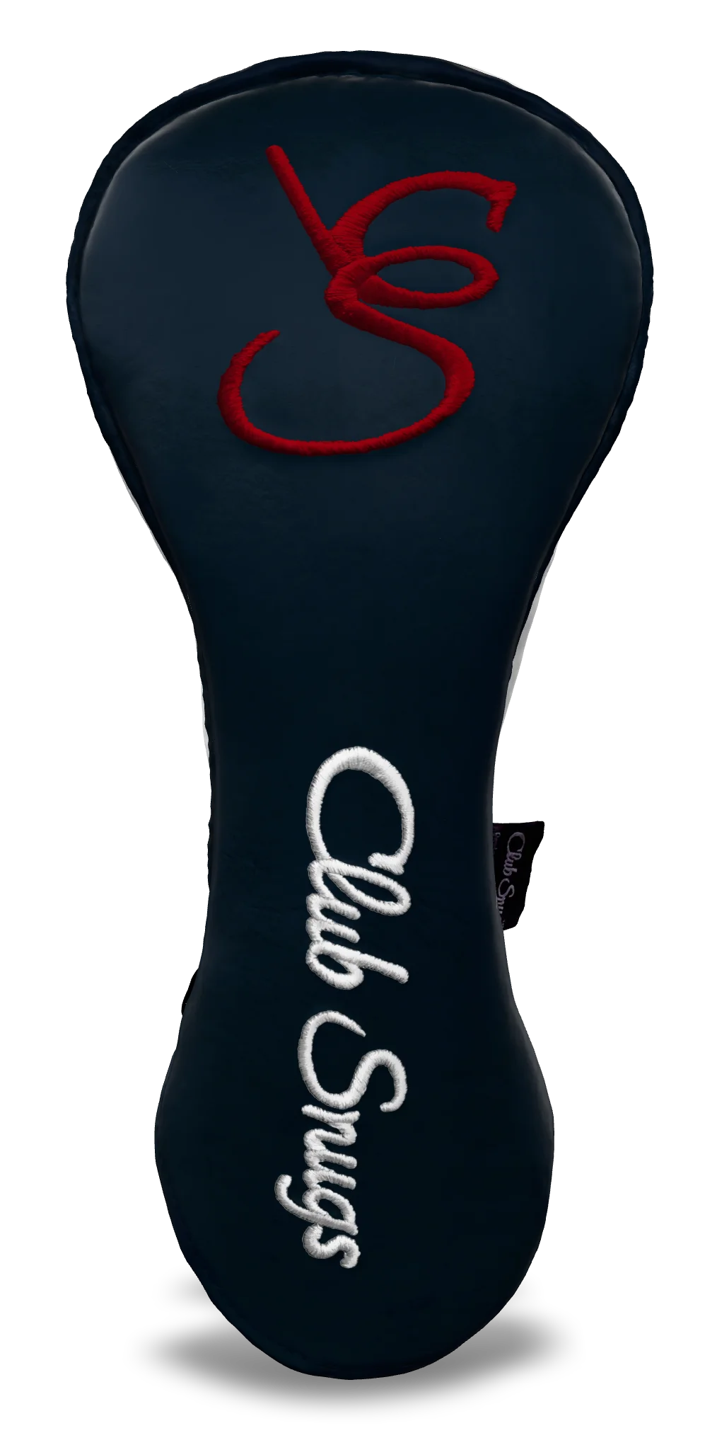 Front View view of a Exclusive Navy, Navy, White, and Red Shield Driver Headcover with prominent branding