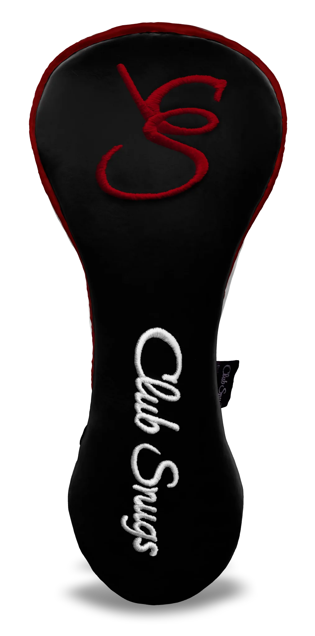 Front View view of a Exclusive Black, Red, White, and Red Shield Driver Headcover with prominent branding