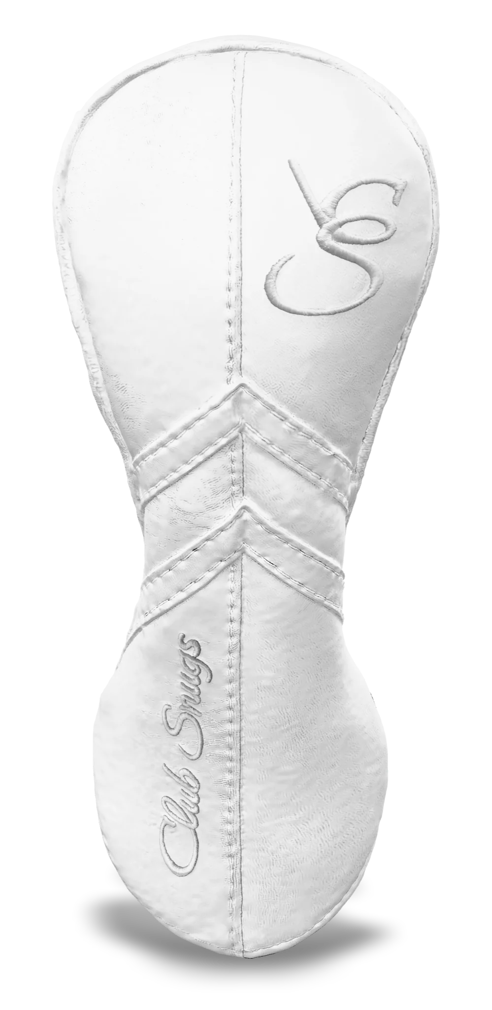 Front View view of a White, White, White, and White Retro-T Fairway Headcover with Dual-V stripe and split seam