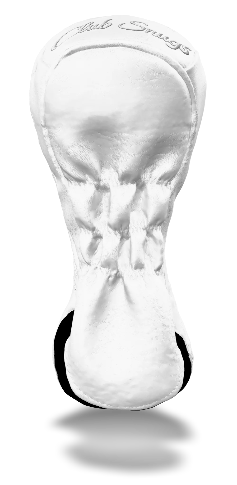 Back view of a White, White, White, and White Retro-T Fairway Headcover with Dual-V stripe and split seam