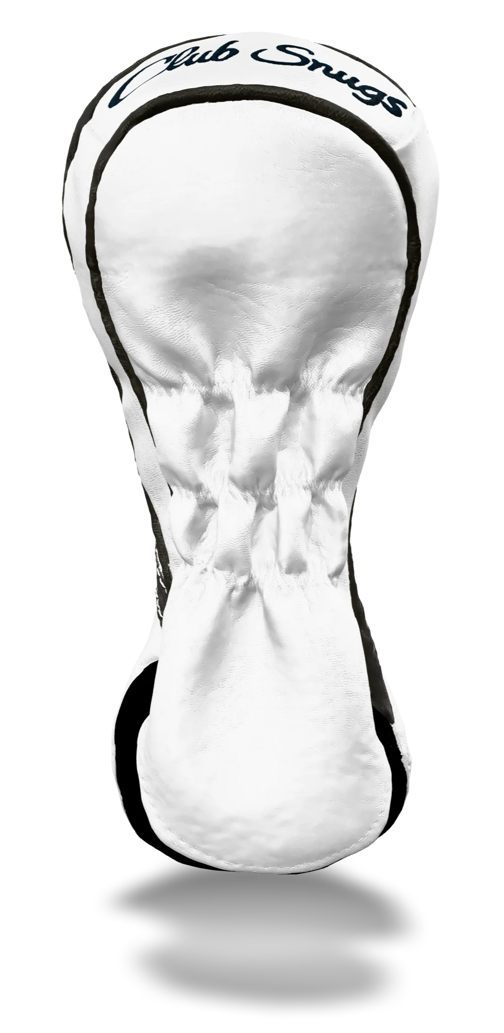 Back view of a White, White, Gray, and Gray Retro-T Fairway Headcover with Dual-V stripe and split seam