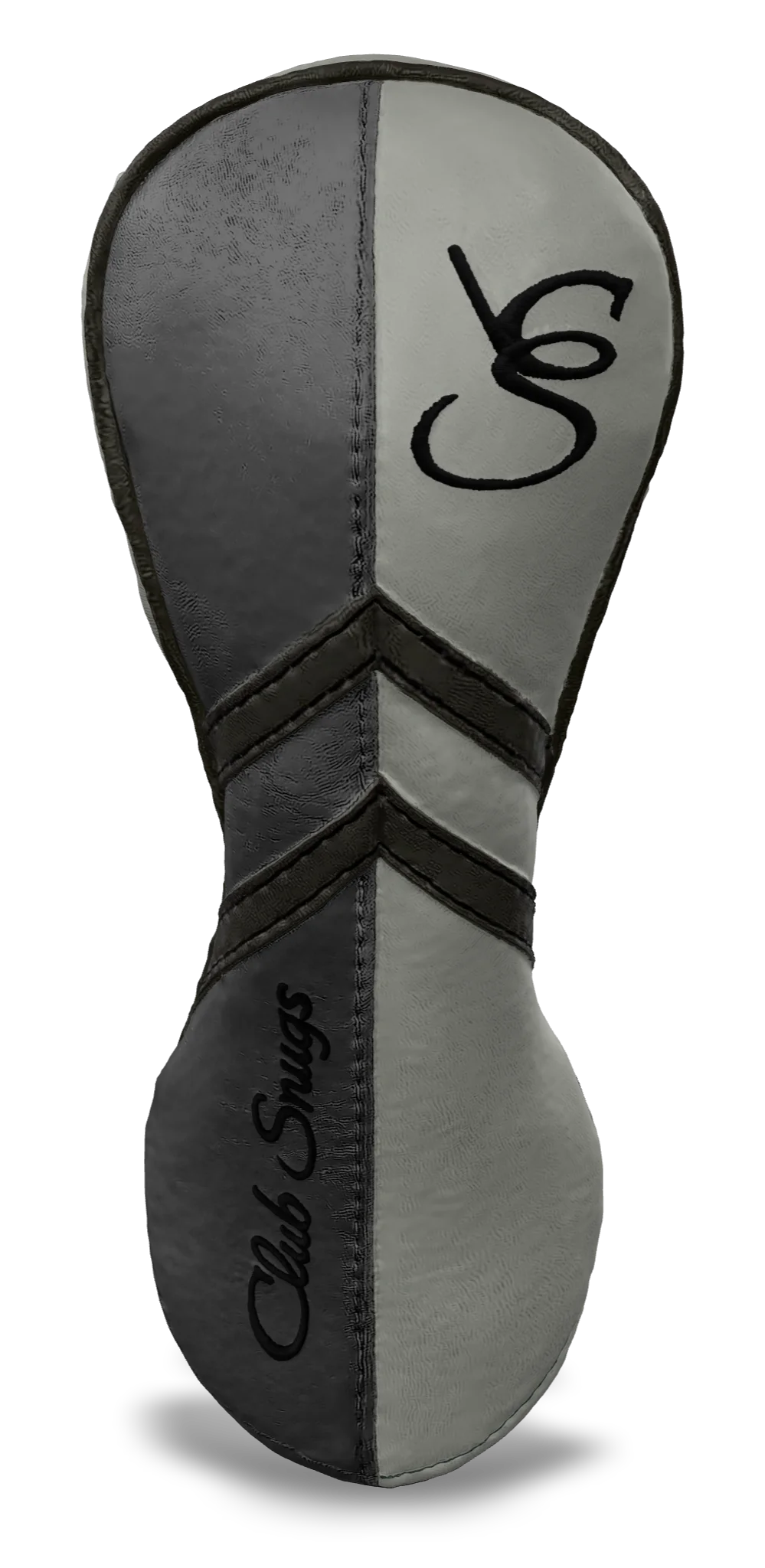 Front View view of a Light Gray, Light Gray, Gray, and Gray Retro-T Fairway Headcover with Dual-V stripe and split seam