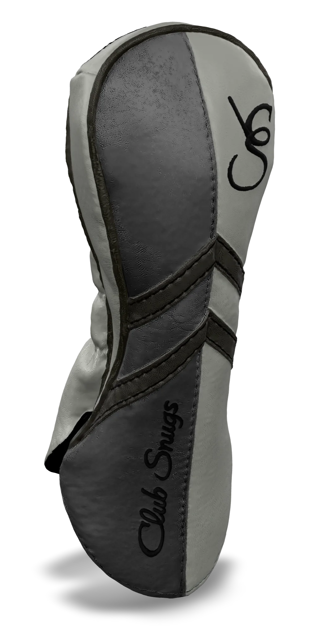 Left-Side view of a Light Gray, Light Gray, Gray, and Gray Retro-T Fairway Headcover with Dual-V stripe and split seam