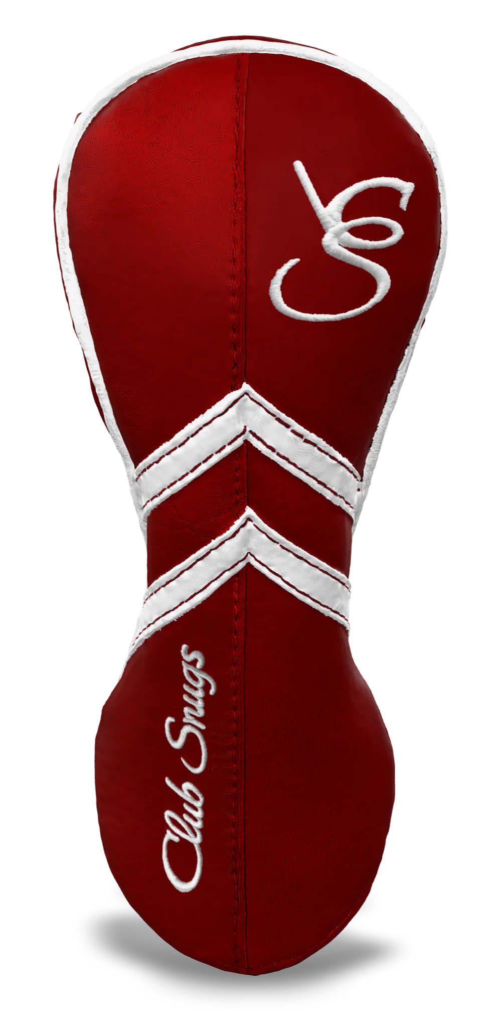 Front View view of a Red, Red, White, and White Retro-T Fairway Headcover with Dual-V stripe and split seam