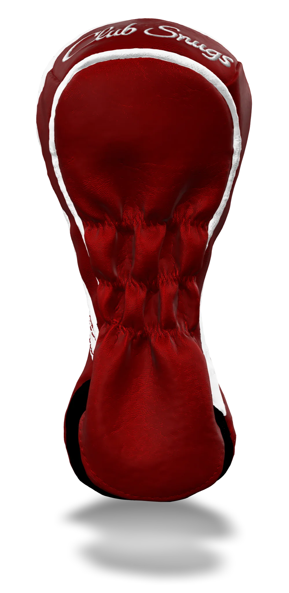 Back view of a Red, Red, White, and White Retro-T Fairway Headcover with Dual-V stripe and split seam
