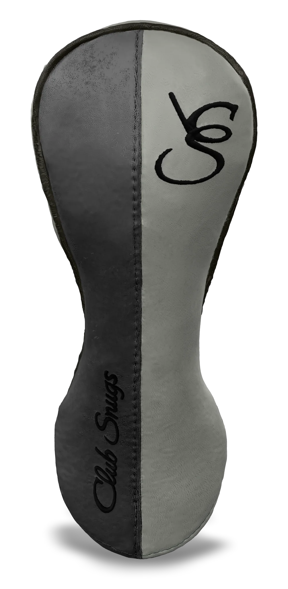 Front view of a Bold Light Gray, Light Gray, Gray, and Black Classic Fairway Headcover with split seam