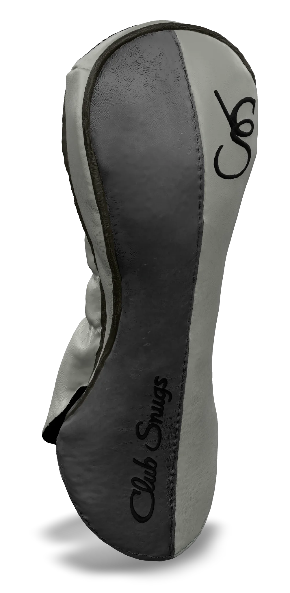 Left-Side view of a Bold Light Gray, Light Gray, Gray, and Black Classic Fairway Headcover with split seam