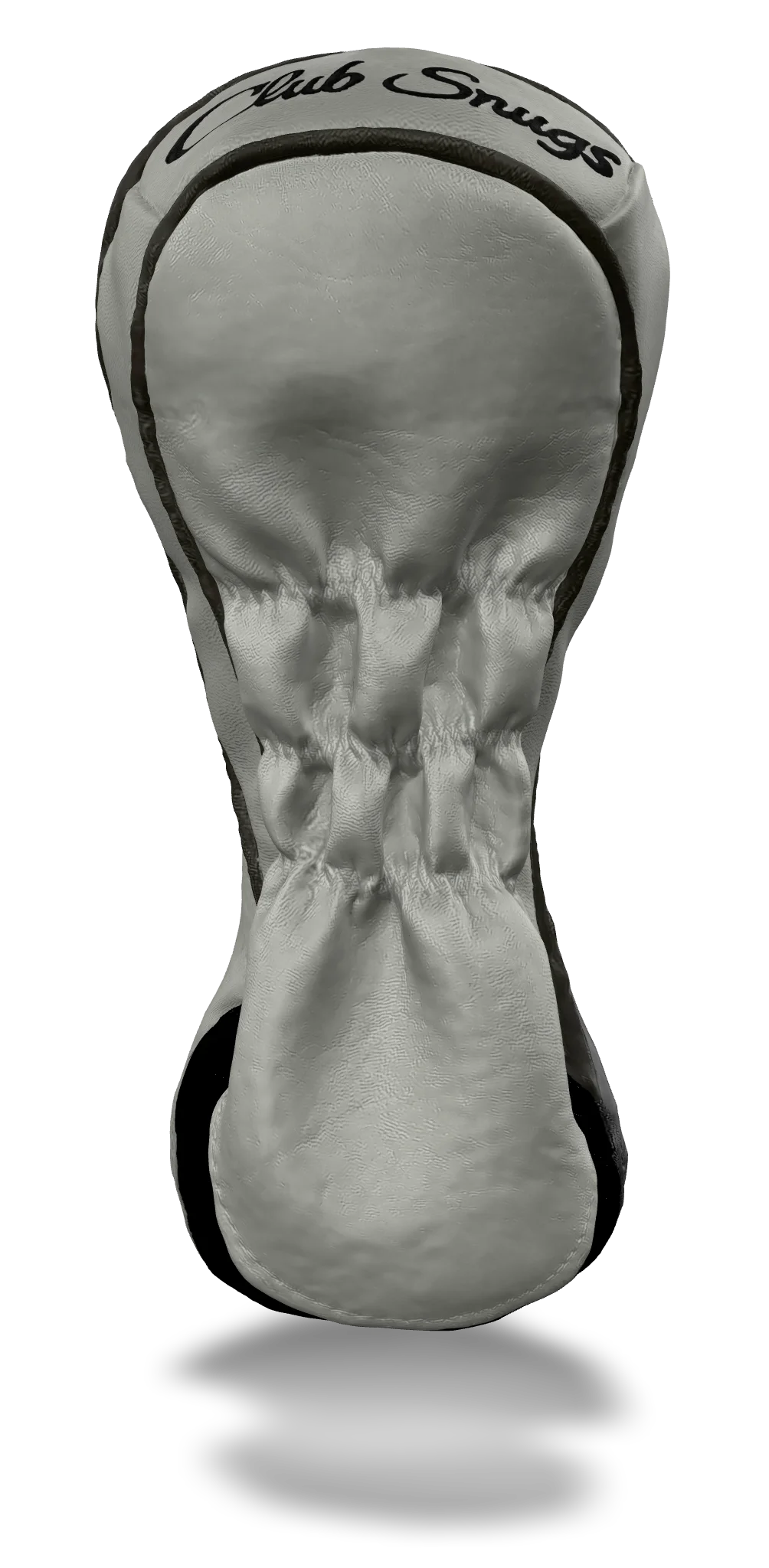 Back view of a Bold Light Gray, Light Gray, Gray, and Black Classic Fairway Headcover with split seam