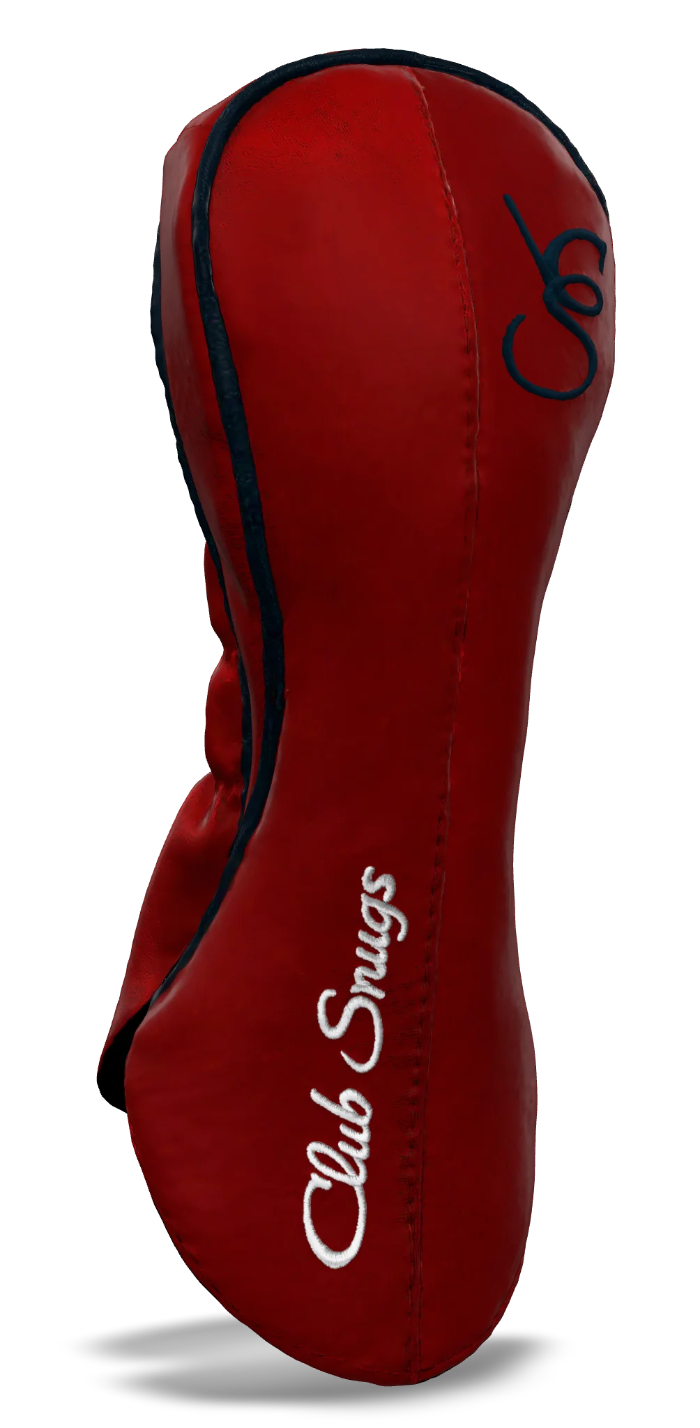Left-Side view of a Bold Red, Red, Navy, and Navy Classic Fairway Headcover with split seam