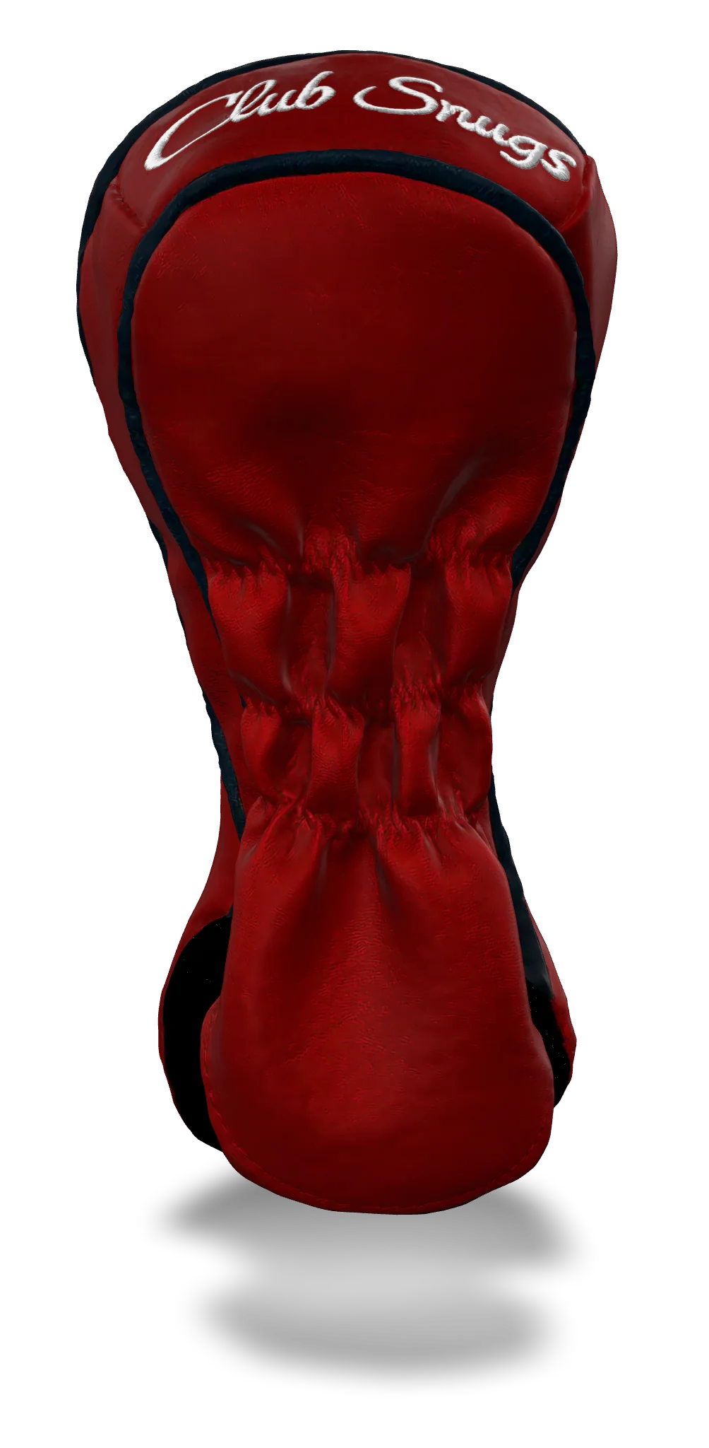 Back view of a Bold Red, Red, Navy, and Navy Classic Fairway Headcover with split seam