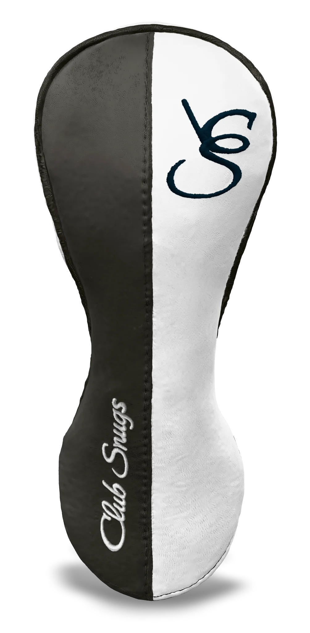 Front View view of a Bold Gray, White, Gray, and Navy Classic Fairway Headcover with split seam