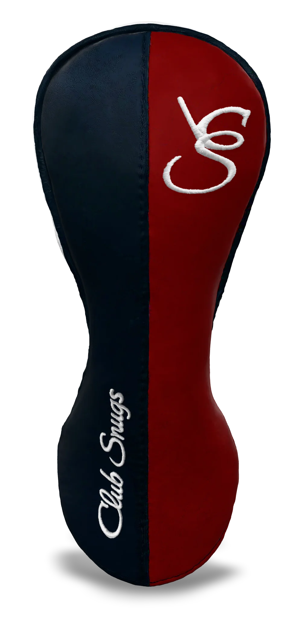Front View view of a Bold Navy, Red, Navy, and White Classic Fairway Headcover with split seam