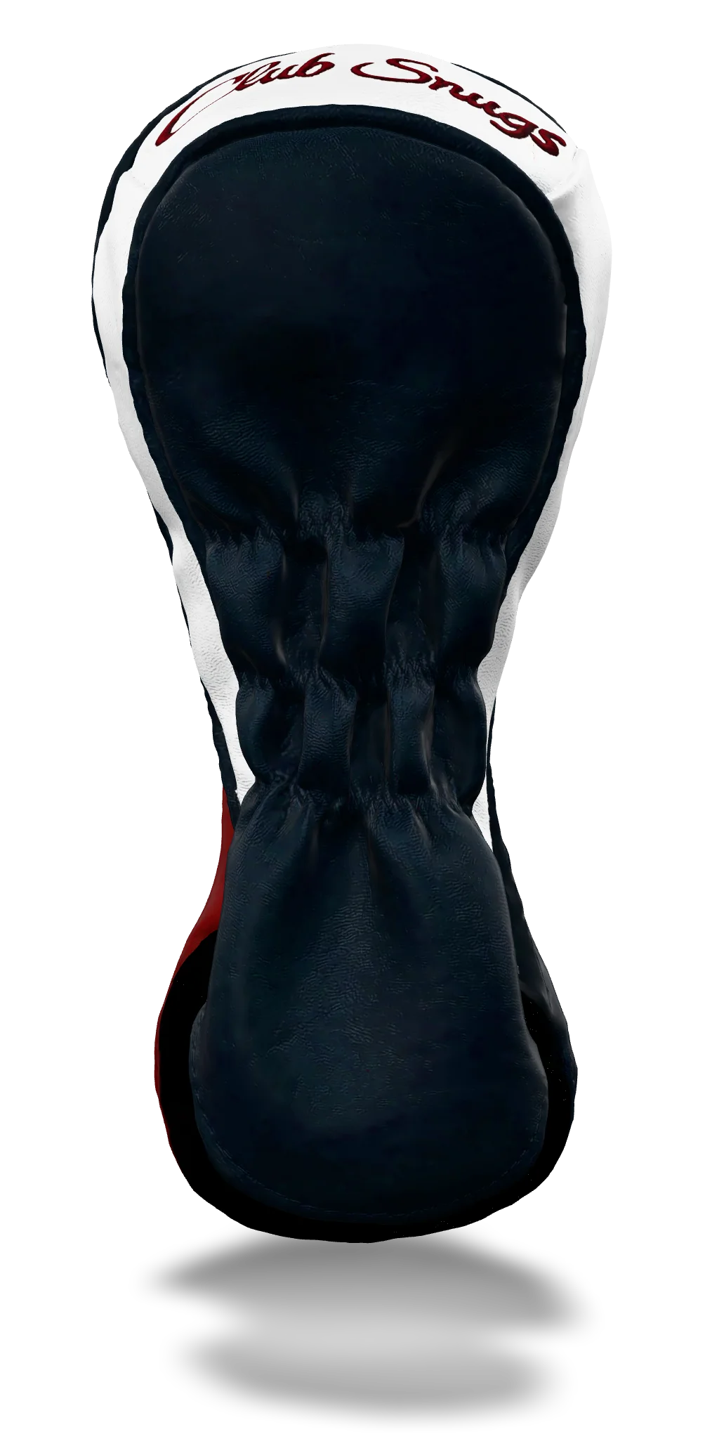 Back view of a Bold Navy, Red, Navy, and White Classic Fairway Headcover with split seam