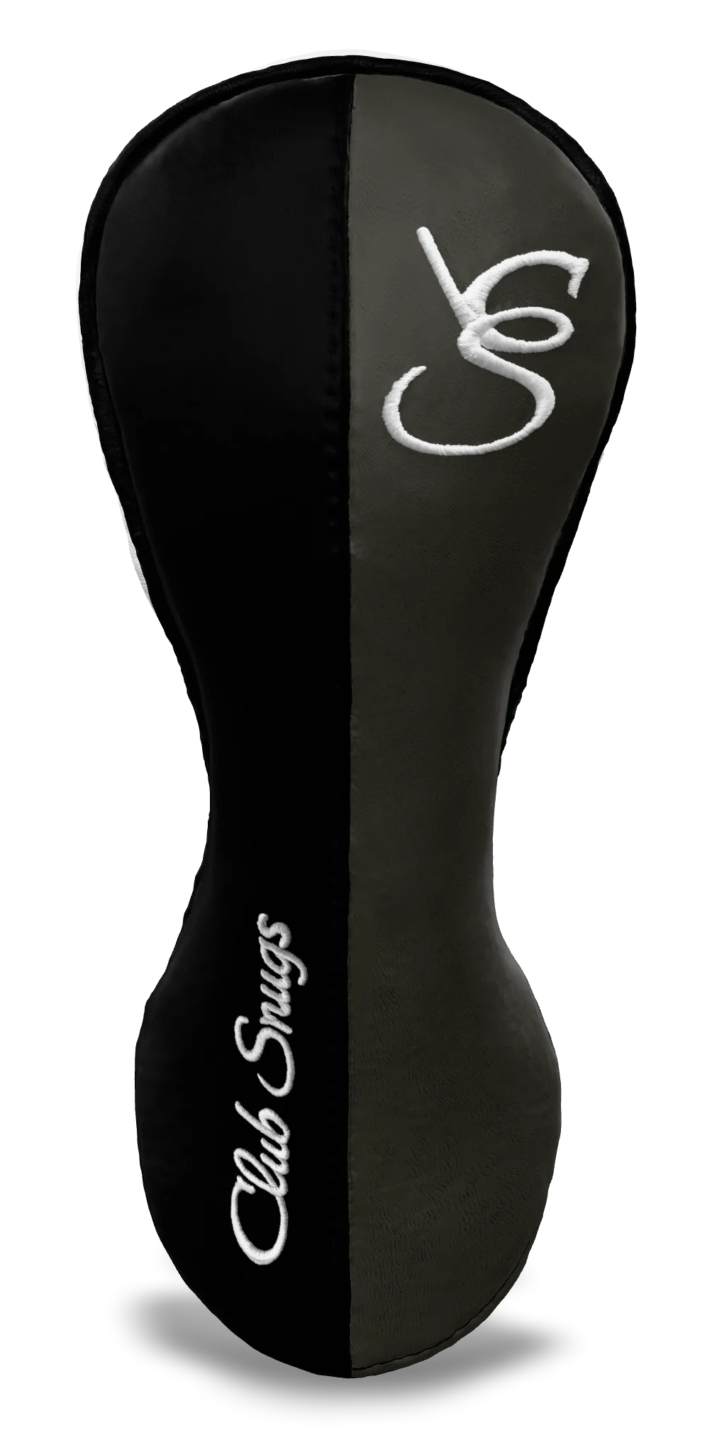 Front View view of a Bold Black, Gray, Black, and White Classic Fairway Headcover with split seam