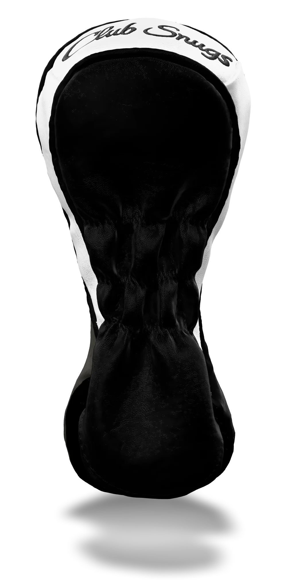 Back view of a Bold Black, Gray, Black, and White Classic Fairway Headcover with split seam