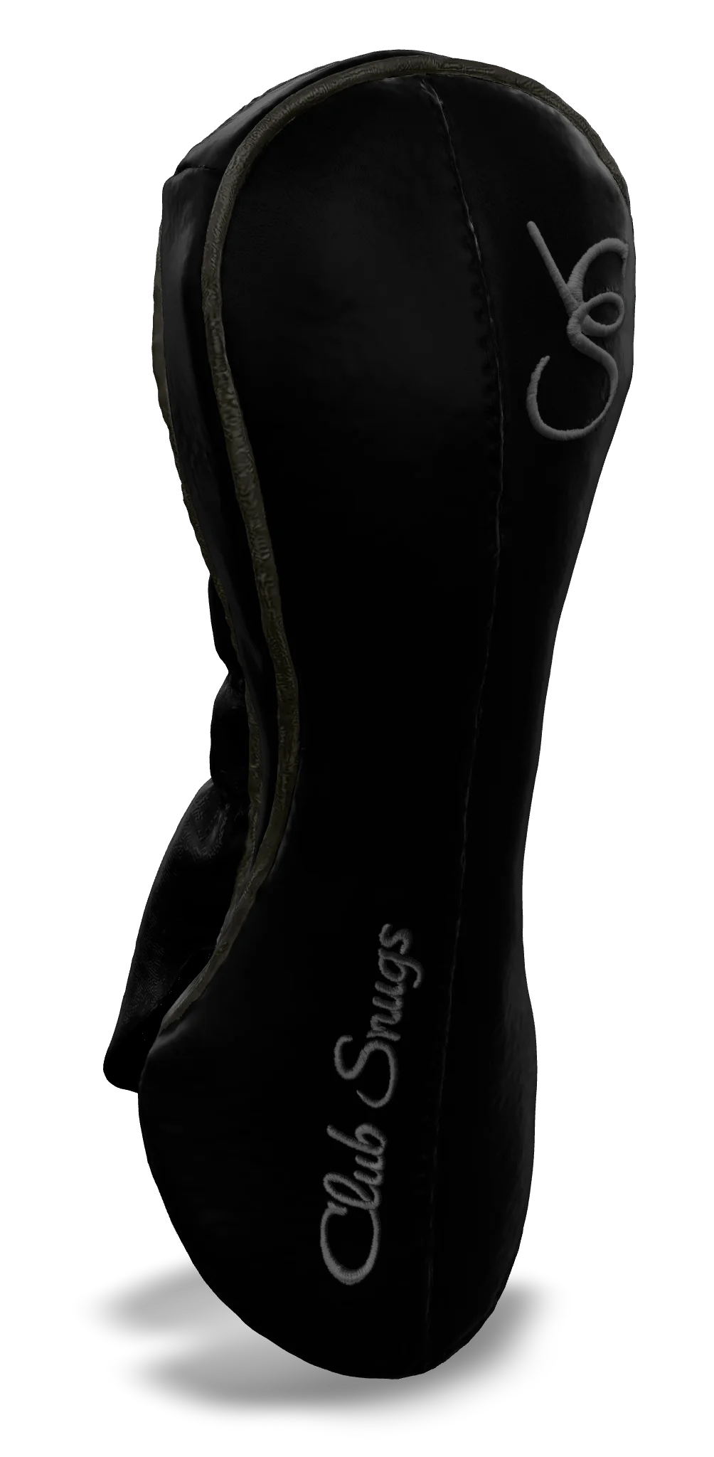 Left-Side view of a Bold Black, Black, Gray, and Gray Classic Fairway Headcover with split seam