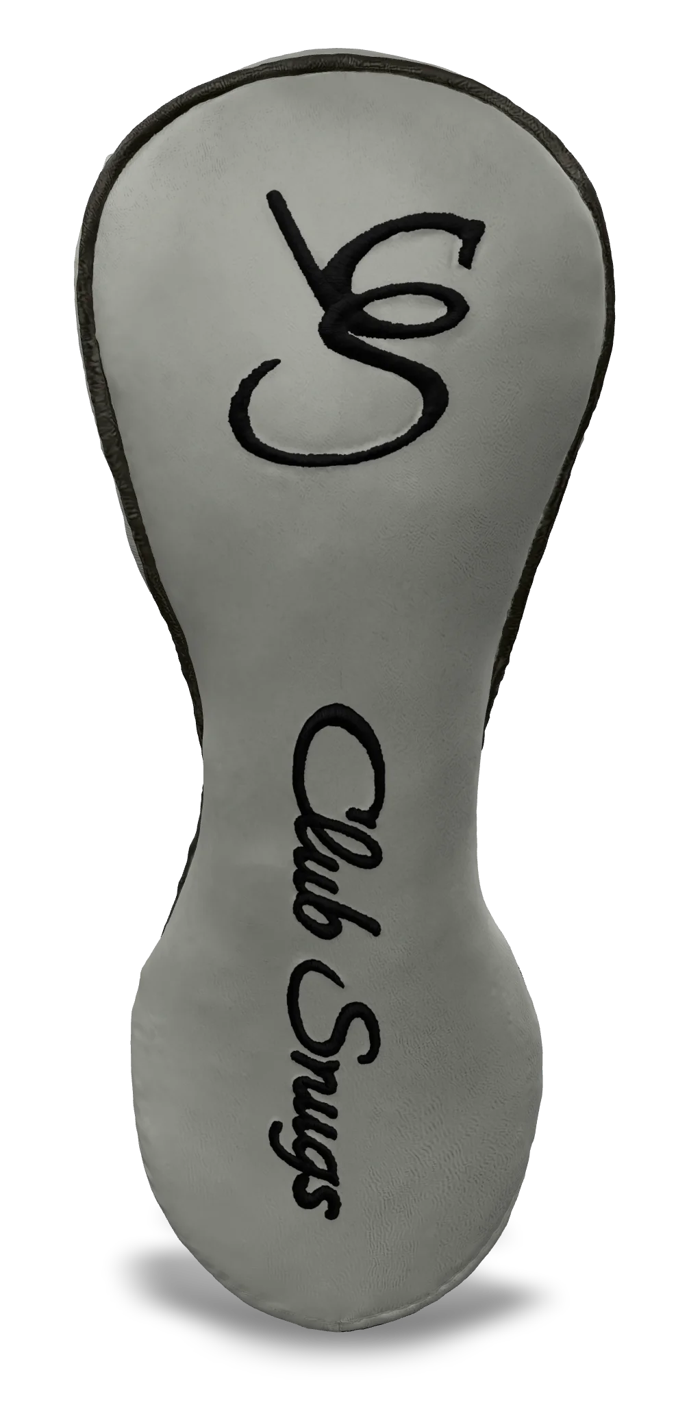 Front View view of a Light Gray, Gray, Black, and Black Shield Fairway Headcover with bold branding