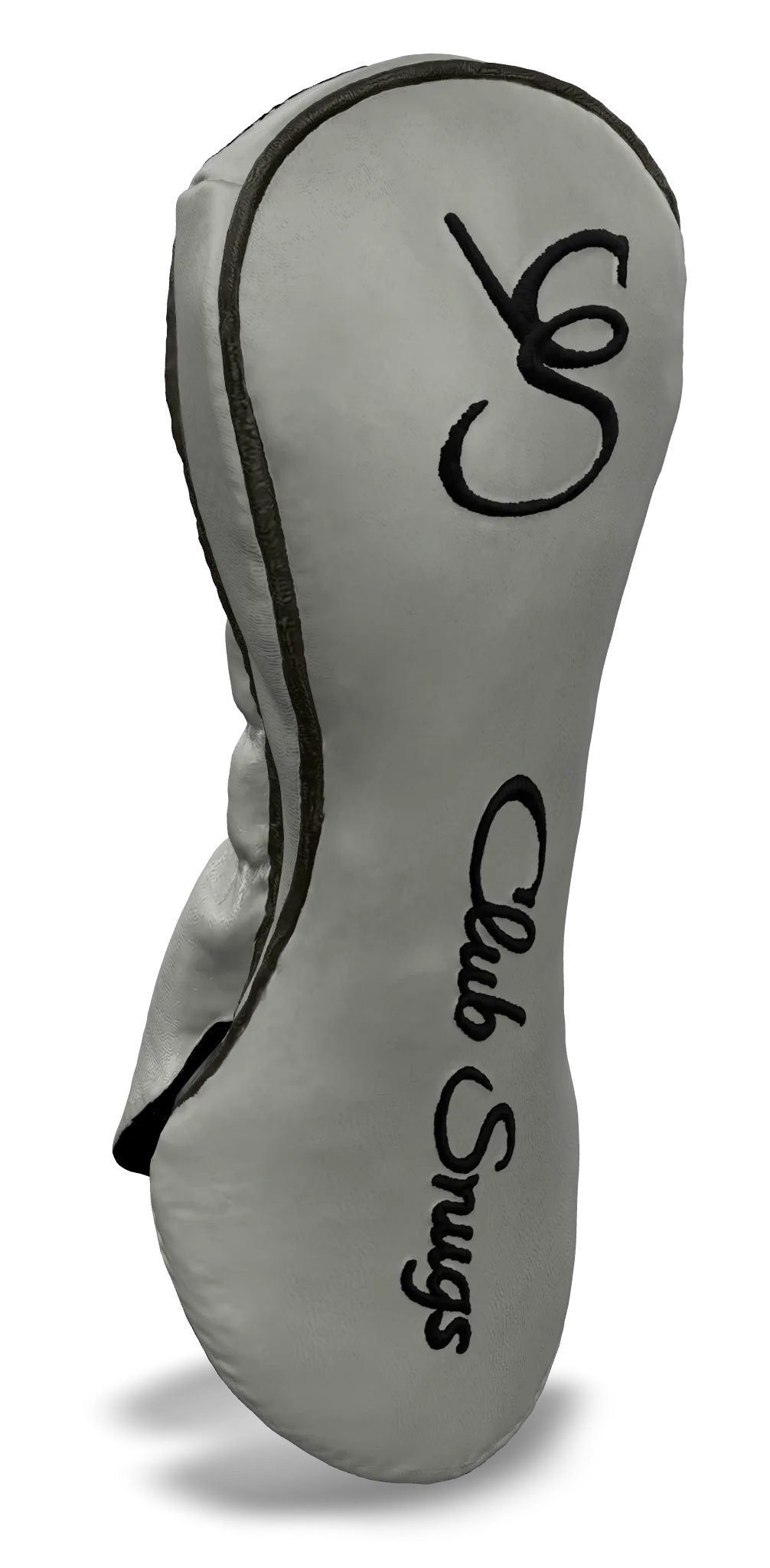 Left-Side view of a Light Gray, Gray, Black, and Black Shield Fairway Headcover with bold branding
