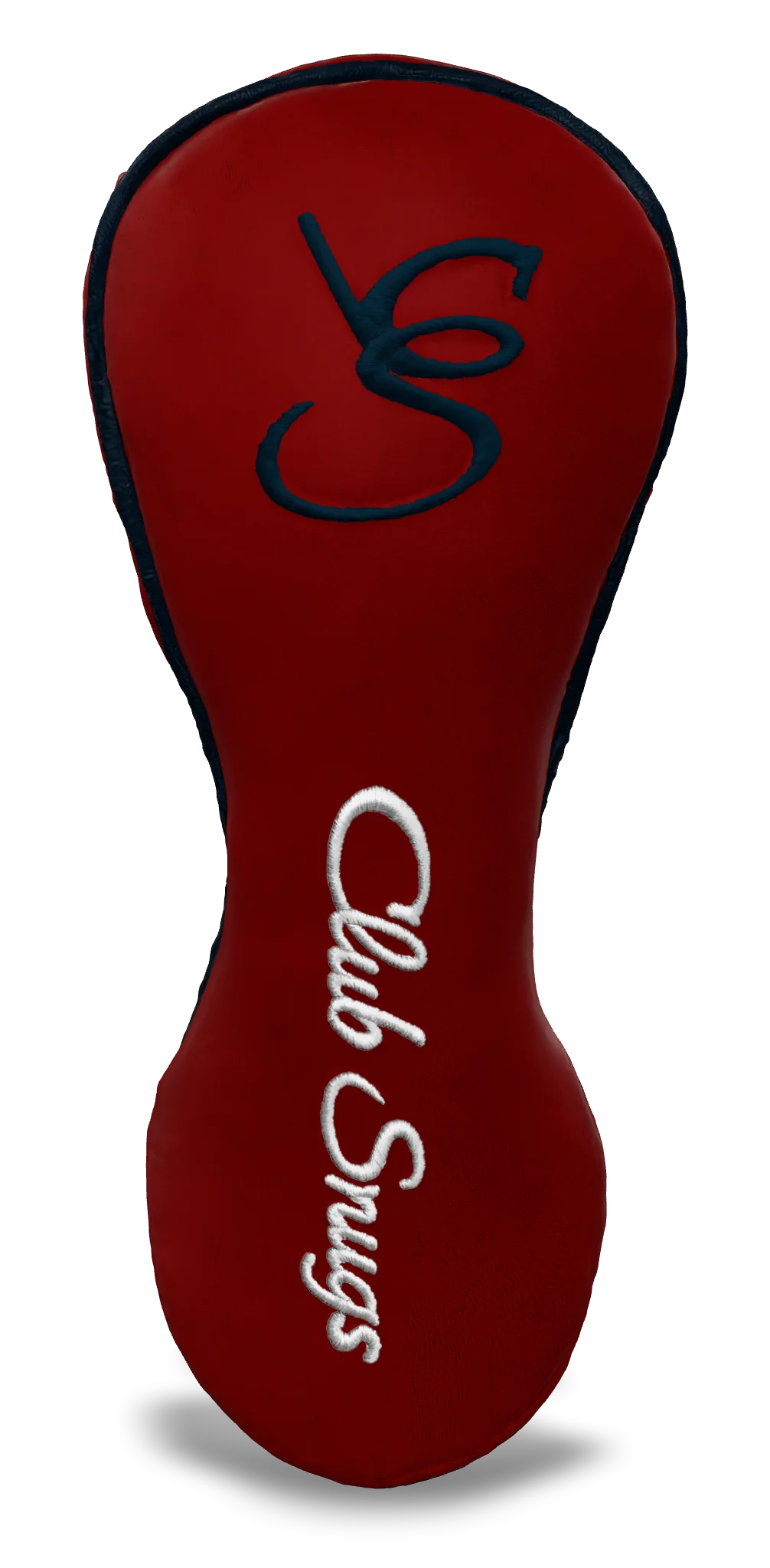 Front View view of a Red, Navy, White, and Navy Shield Fairway Headcover with bold branding