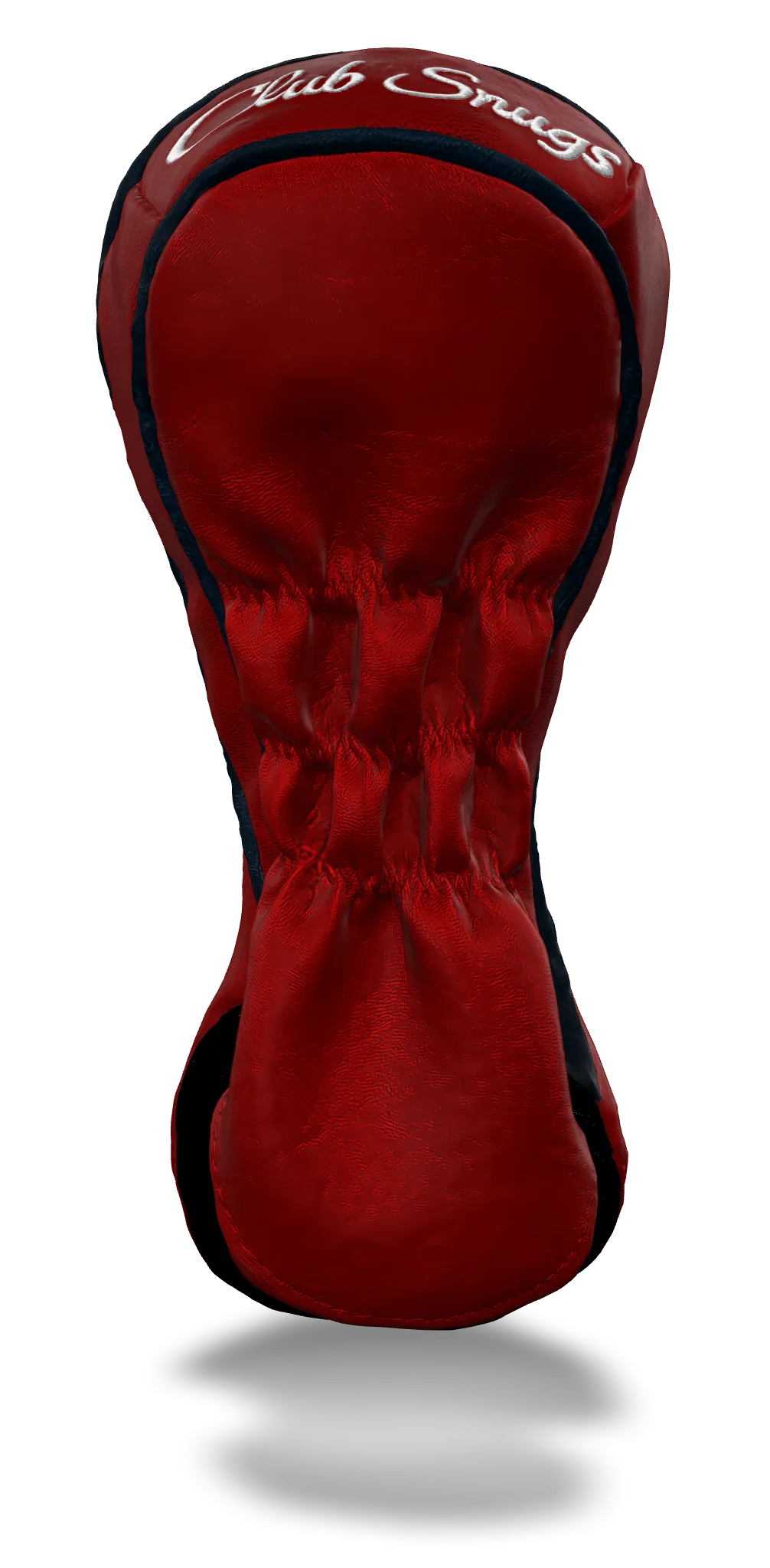 Back view of a Red, Navy, White, and Navy Shield Fairway Headcover with bold branding