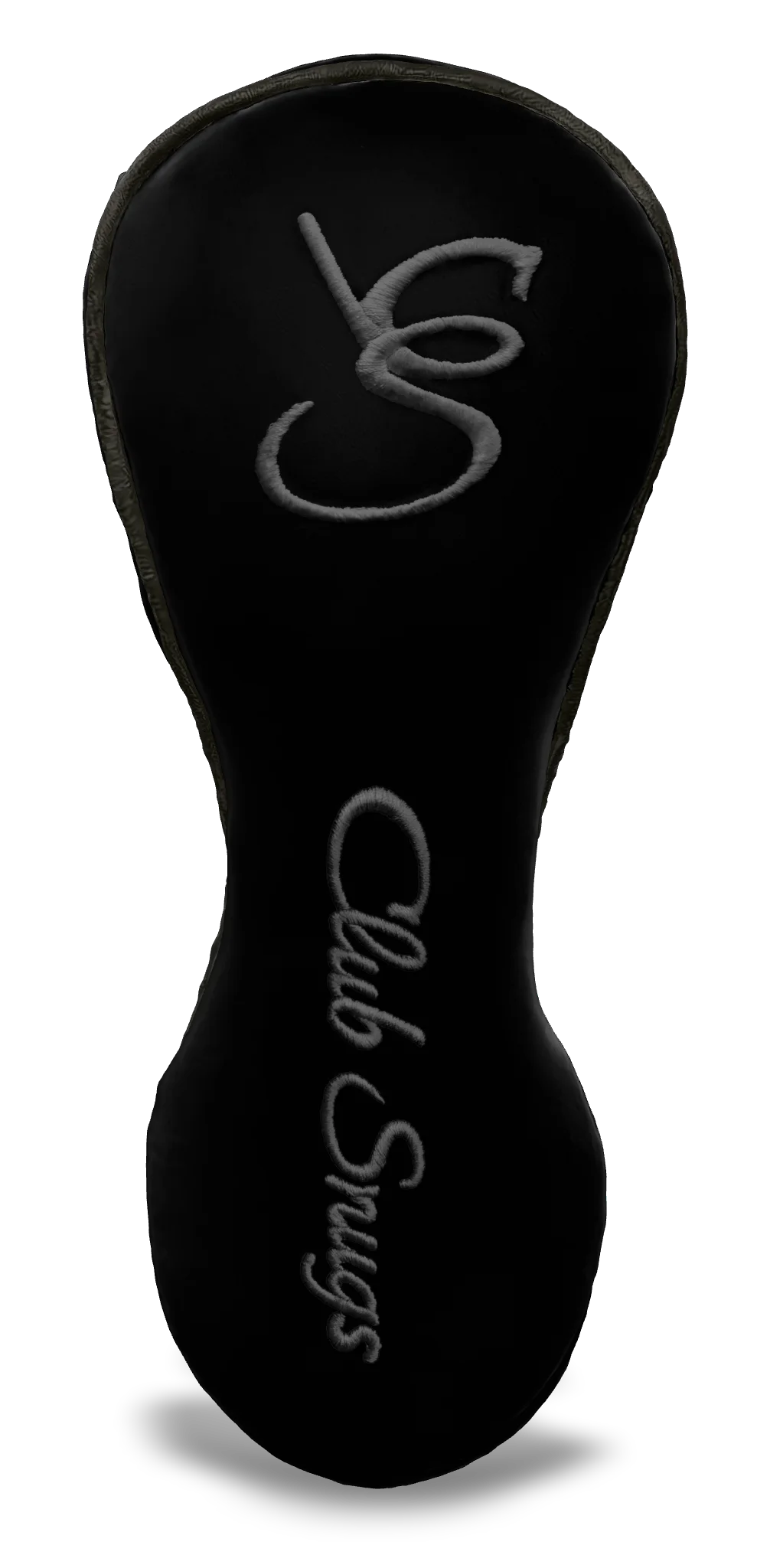 Front View view of a Black, Gray, Gray, and Gray Shield Fairway Headcover with bold branding