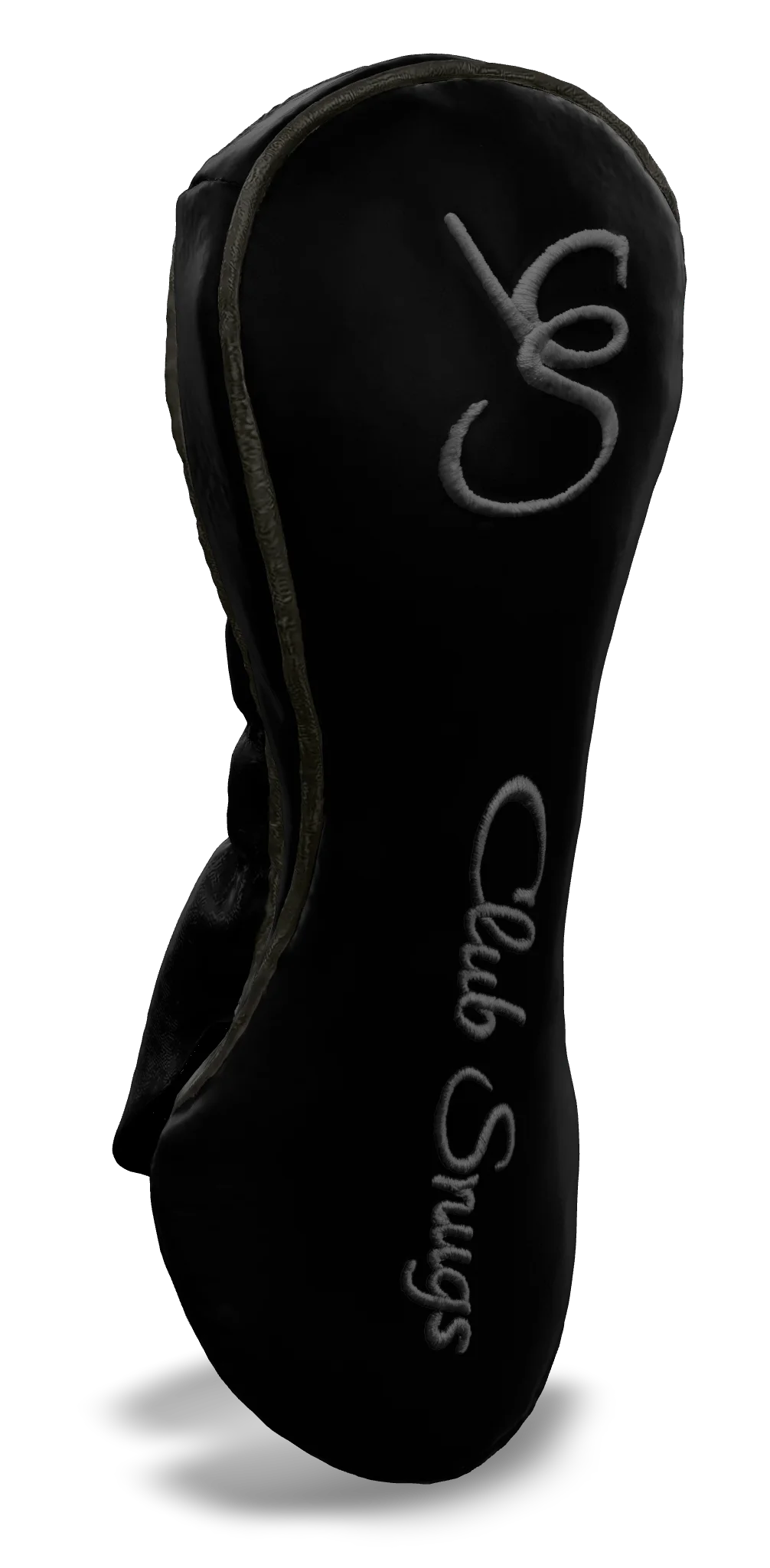 Left-Side view of a Black, Gray, Gray, and Gray Shield Fairway Headcover with bold branding