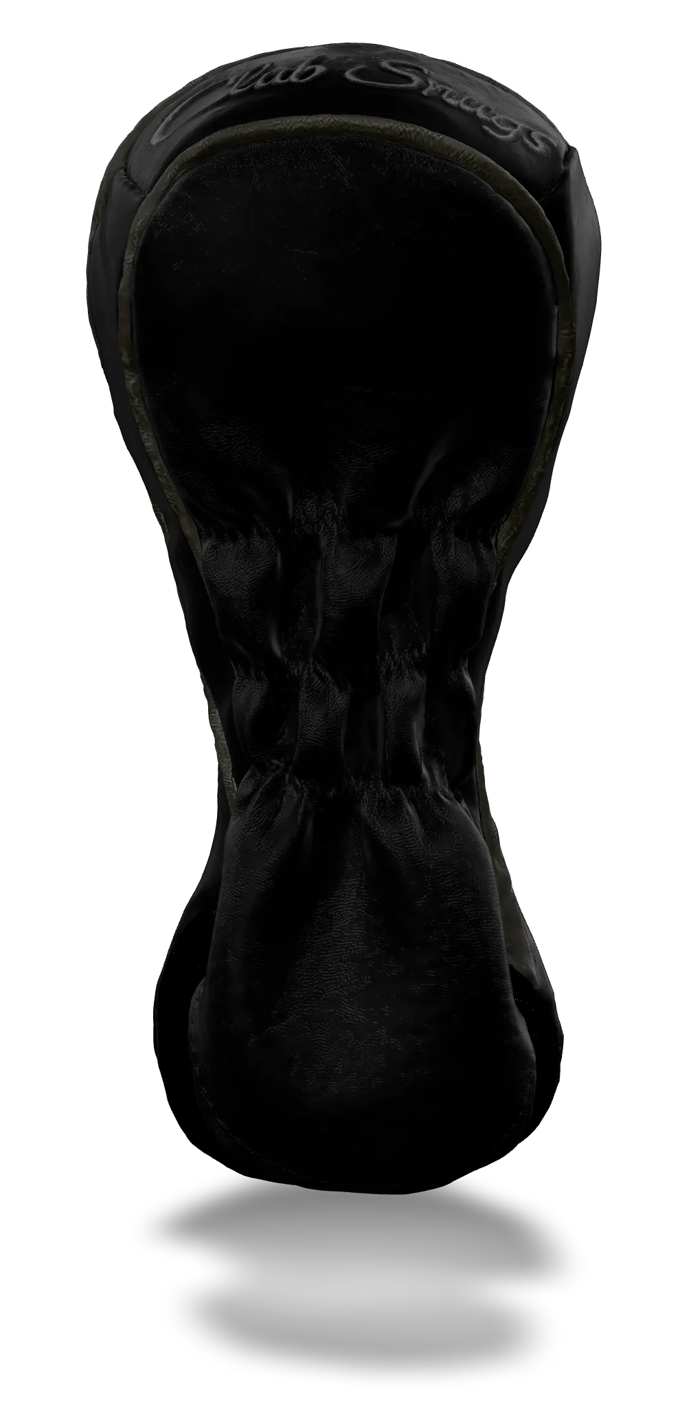 Back view of a Black, Gray, Gray, and Gray Shield Fairway Headcover with bold branding