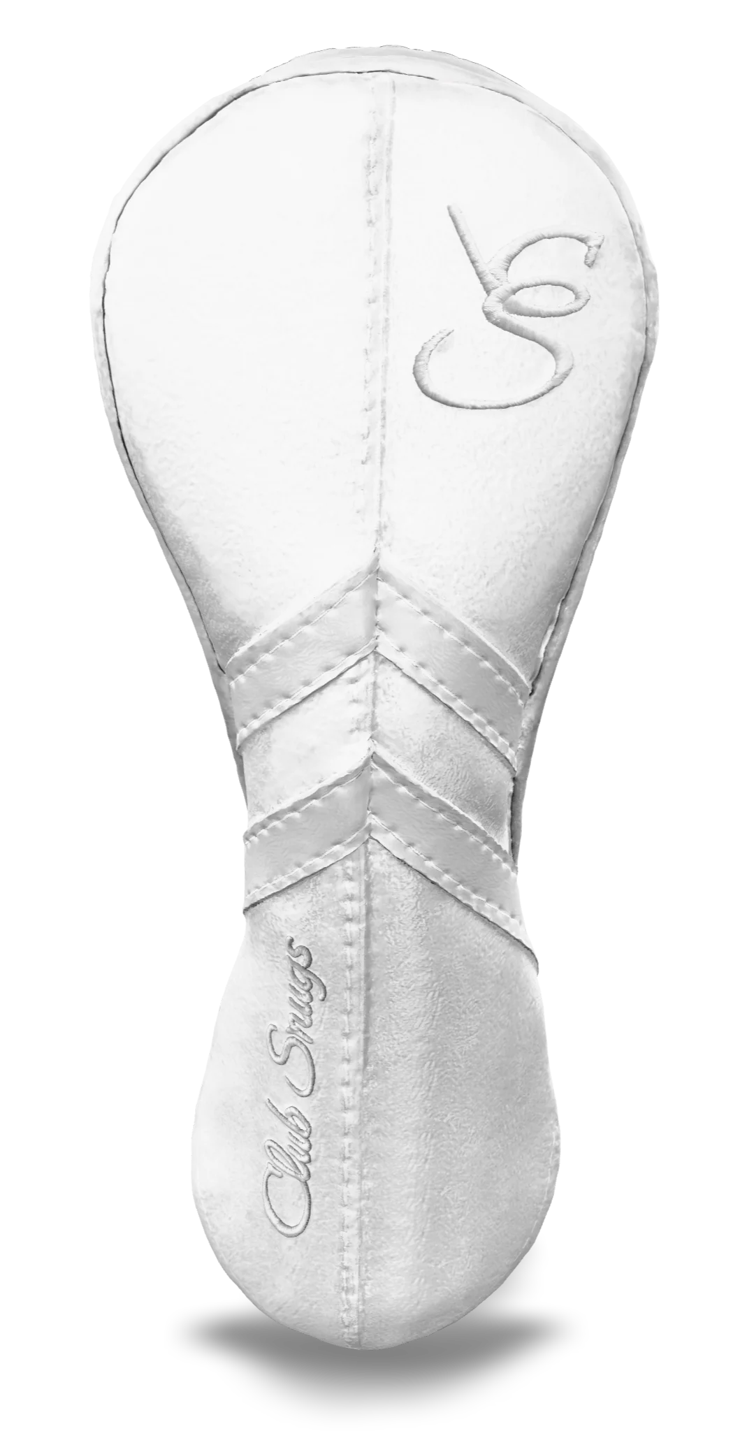 Front View view of a White, White, White, and White Retro-T Hybrid Headcover with Dual-V stripe and split seam