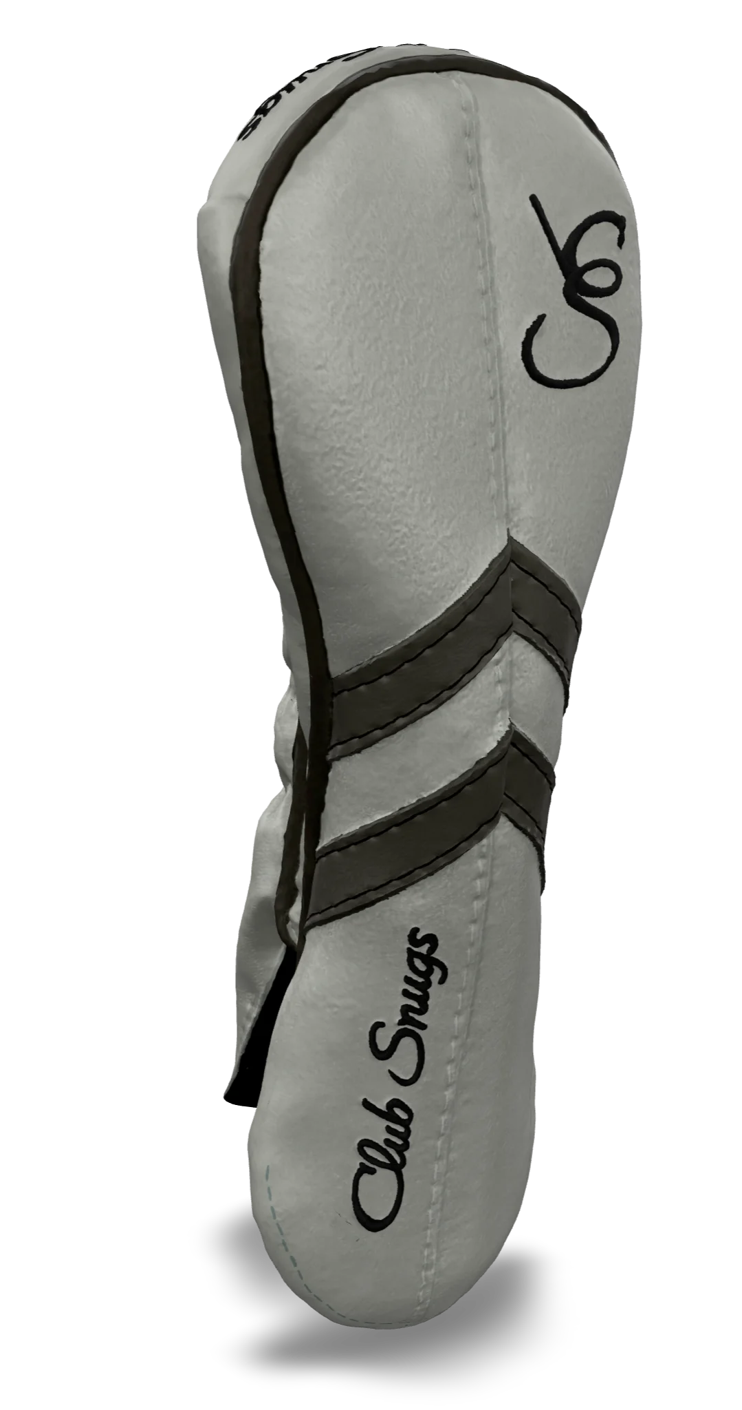Left-Side view of a Light Gray, Light Gray, Gray, and Gray Retro-T Hybrid Headcover with Dual-V stripe and split seam