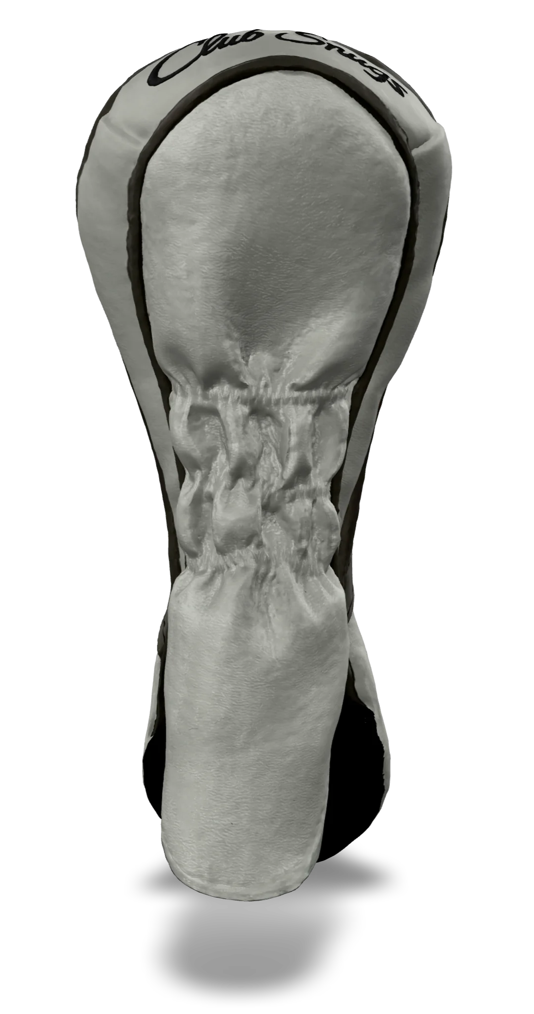 Back view of a Light Gray, Light Gray, Gray, and Gray Retro-T Hybrid Headcover with Dual-V stripe and split seam