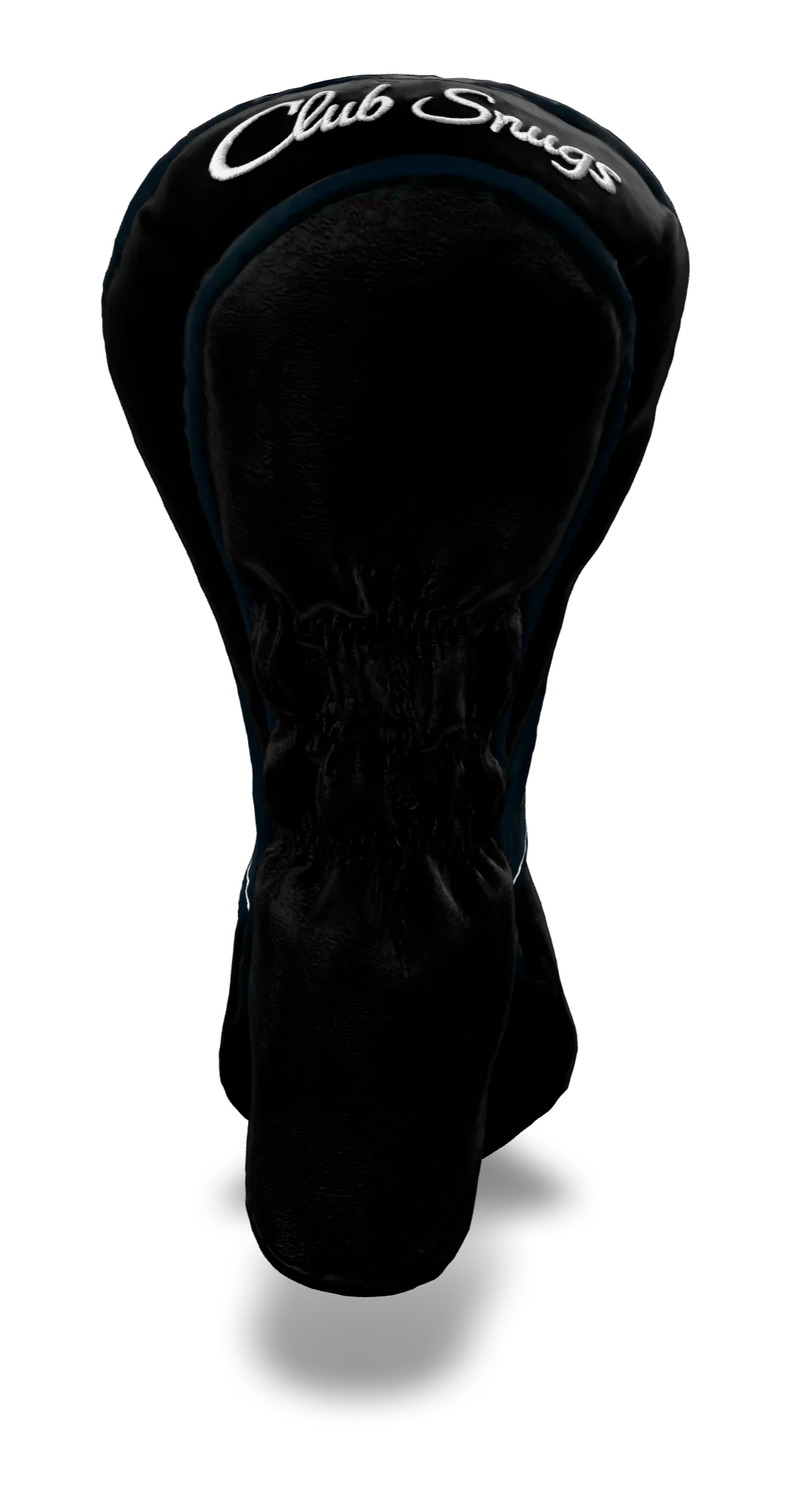 Back view of a Black, Black, Navy, and Navy Retro-T Hybrid Headcover with Dual-V stripe and split seam