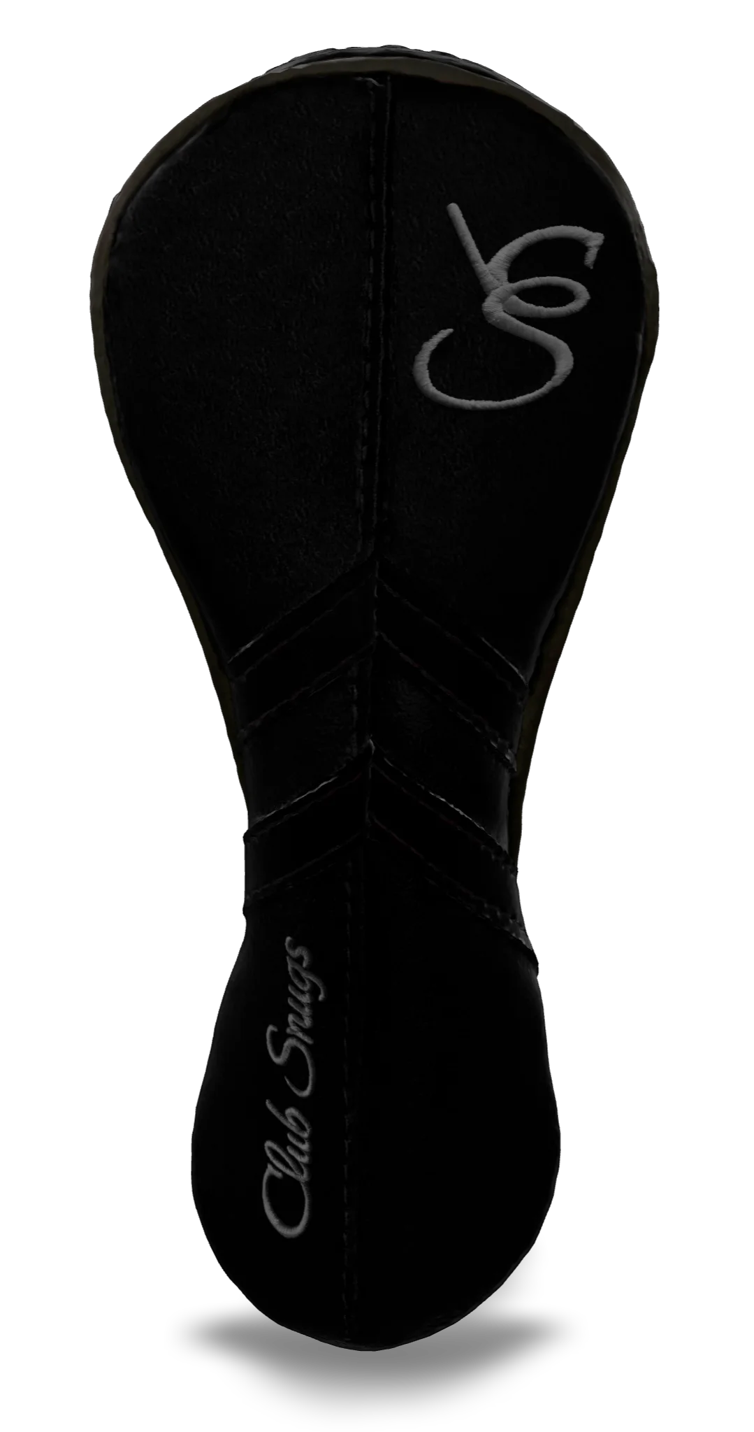Front View view of a Black, Black, Black, and Gray Retro-T Hybrid Headcover with Dual-V stripe and split seam