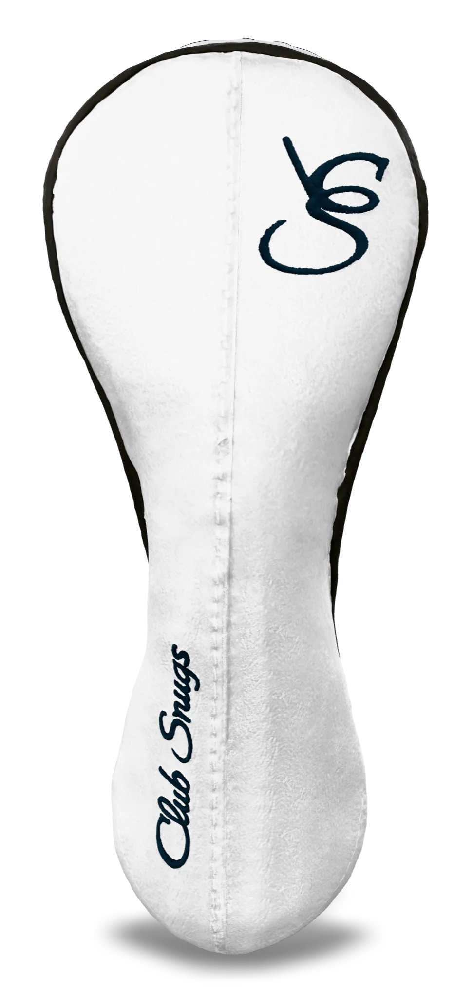 Front view of a Exclusive White, White, Gray, and Navy Classic Hybrid Headcover with split seam