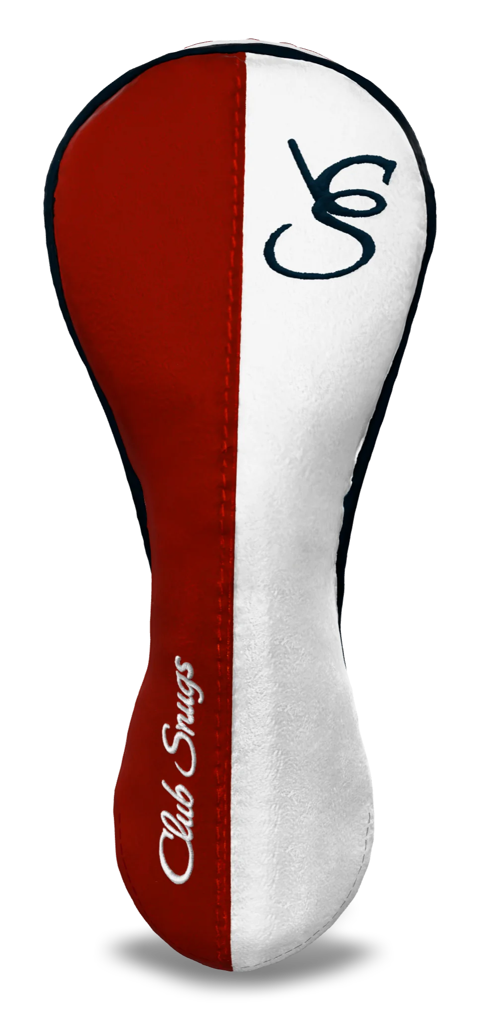 Front View view of a Exclusive Red, White, Navy, and Navy Classic Hybrid Headcover with split seam