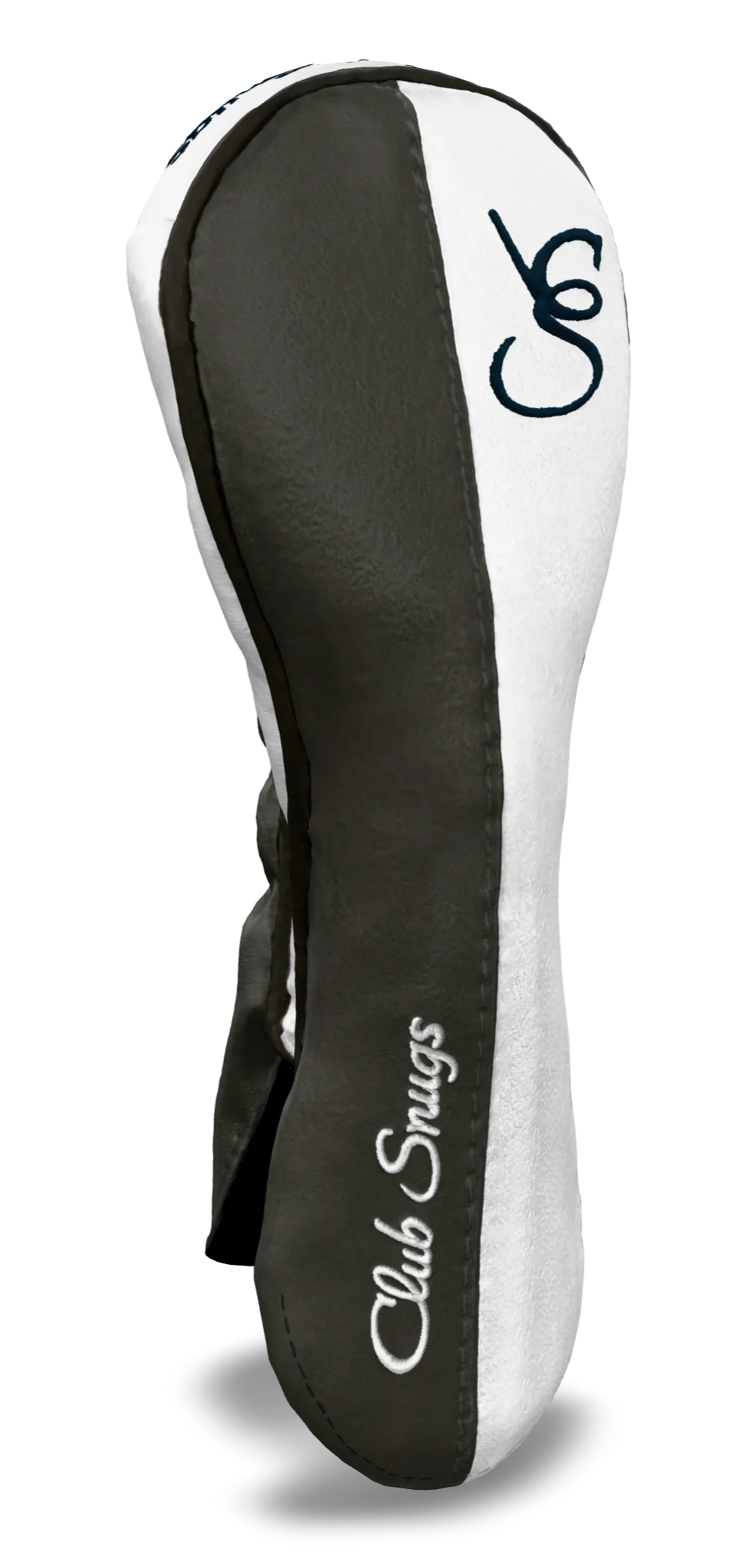 Left-Side view of a Exclusive Gray, White, Gray, and Navy Classic Hybrid Headcover with split seam